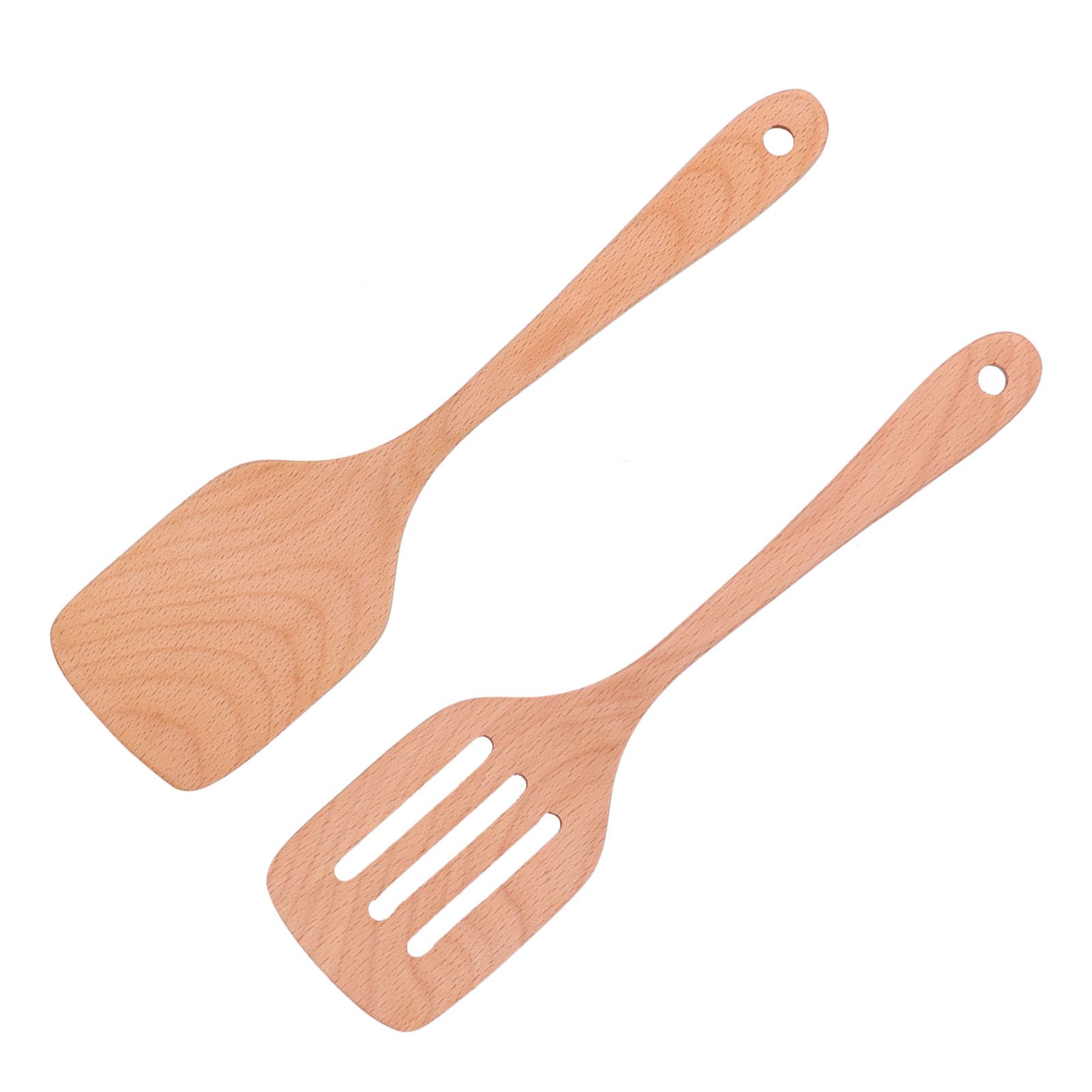 2Pcs Kitchen Turner Spatula Set Wooden Environmentally Friendly High Temperature Resistant Non Stick Kitchen Utensils - Image 3