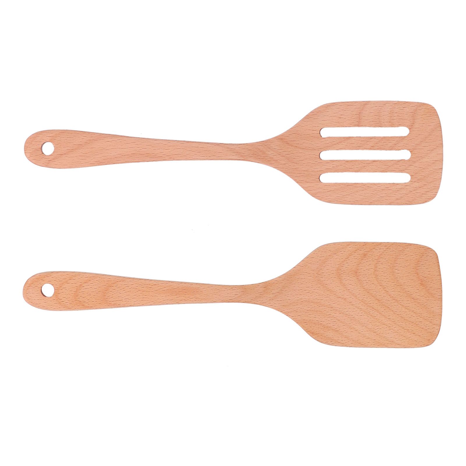 2Pcs Kitchen Turner Spatula Set Wooden Environmentally Friendly High Temperature Resistant Non Stick Kitchen Utensils - Image 4