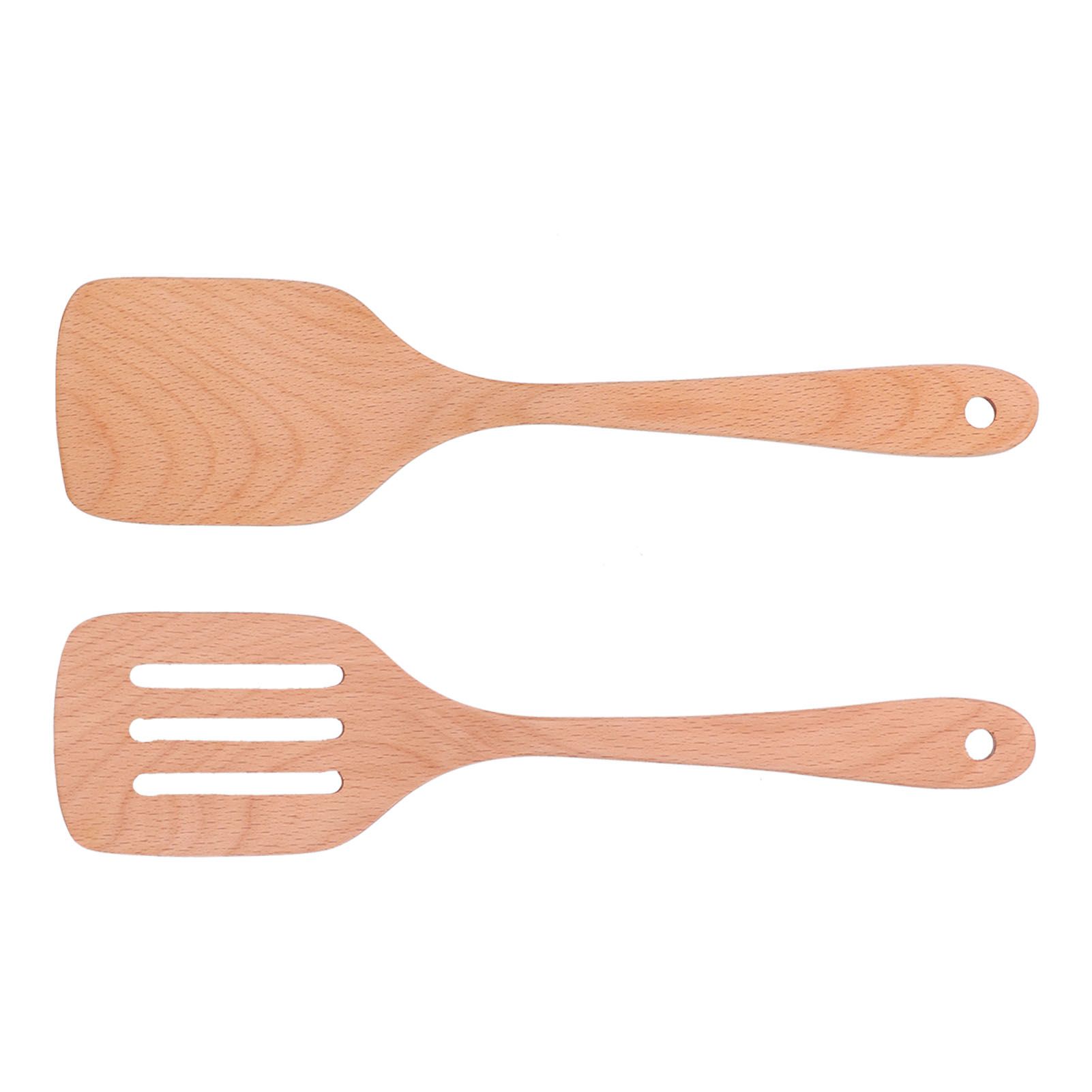 2Pcs Kitchen Turner Spatula Set Wooden Environmentally Friendly High Temperature Resistant Non Stick Kitchen Utensils - Image 5