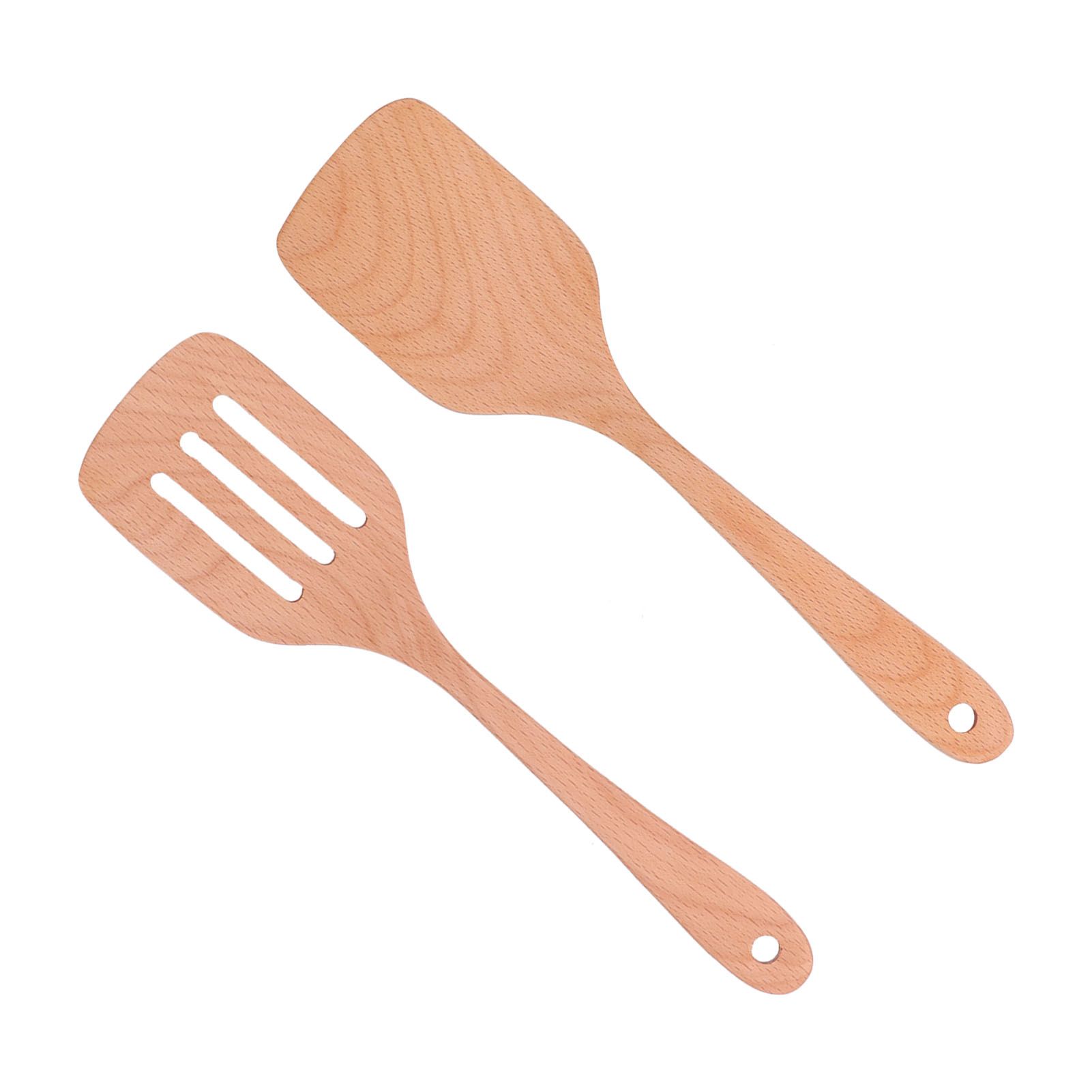 2Pcs Kitchen Turner Spatula Set Wooden Environmentally Friendly High Temperature Resistant Non Stick Kitchen Utensils - Image 6