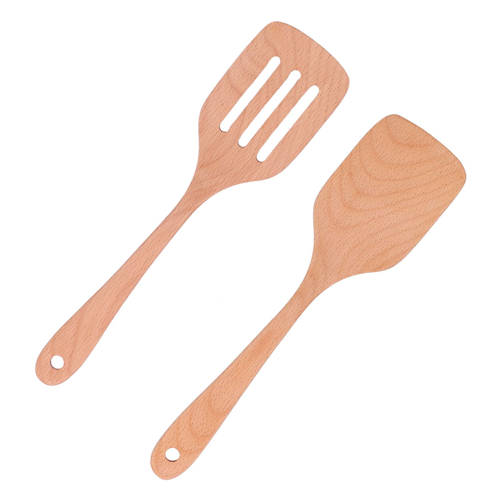 2Pcs Kitchen Turner Spatula Set Wooden Environmentally Friendly High Temperature Resistant Non Stick Kitchen Utensils - Image 7