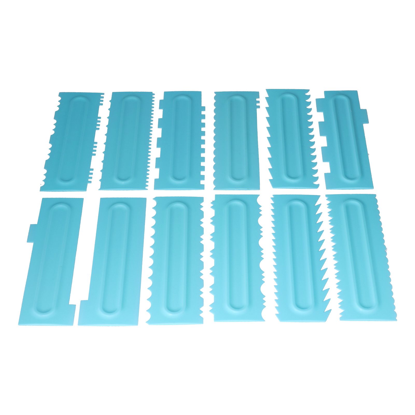 DIY Cream Scraper Combs Fondant Cake Pattern Modeling Tool for Home Kitchen Bakery1Set(12Pcs) - Image 1