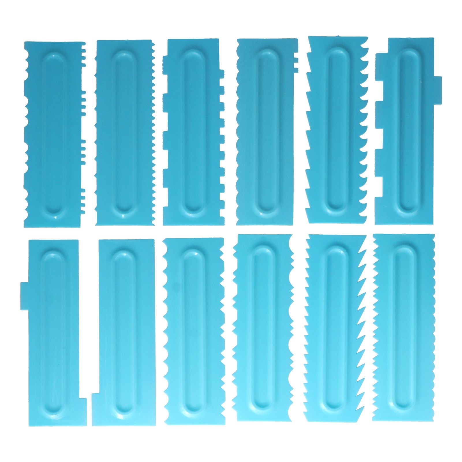 DIY Cream Scraper Combs Fondant Cake Pattern Modeling Tool for Home Kitchen Bakery1Set(12Pcs) - Image 7