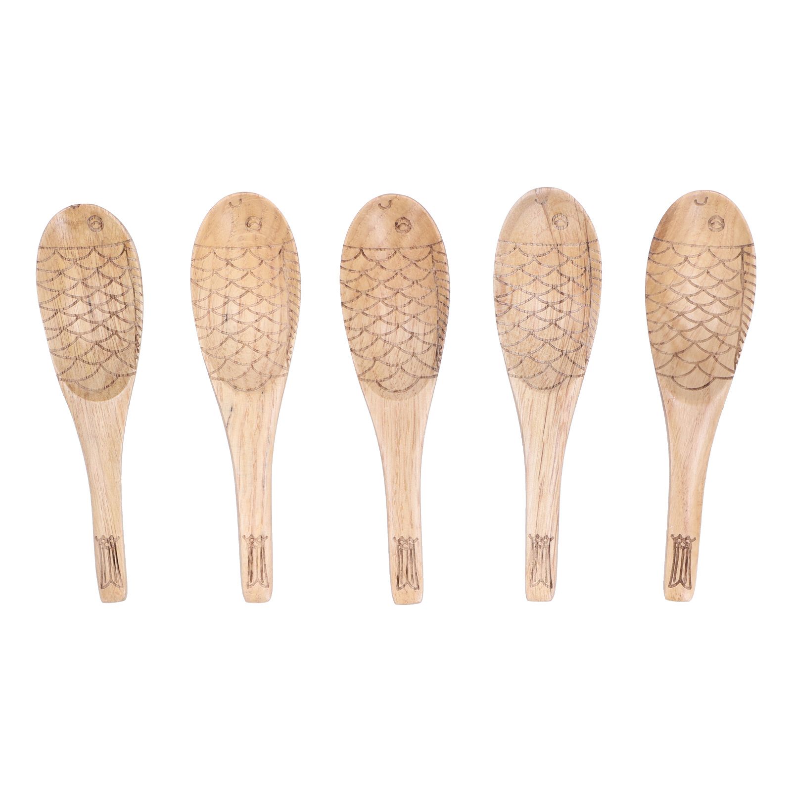 5Pcs Fish‑shaped Carved Rice Spoon Soup Spoon It Means More Than Every Year, Spoon Tableware - Image 1
