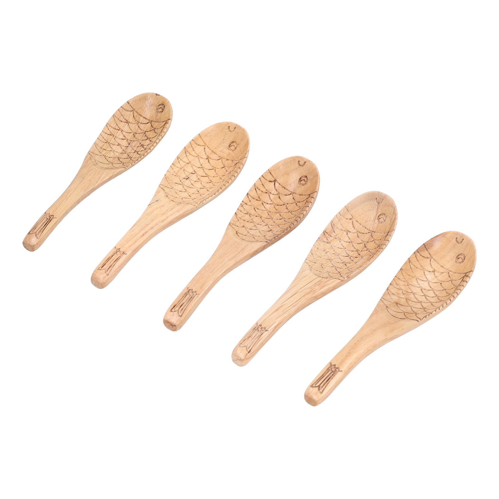 5Pcs Fish‑shaped Carved Rice Spoon Soup Spoon It Means More Than Every Year, Spoon Tableware - Image 3