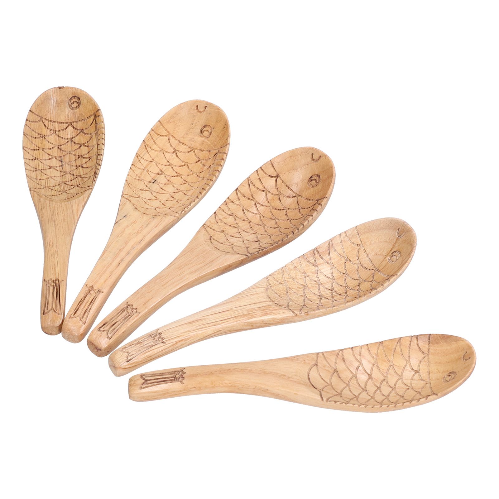 5Pcs Fish‑shaped Carved Rice Spoon Soup Spoon It Means More Than Every Year, Spoon Tableware - Image 8