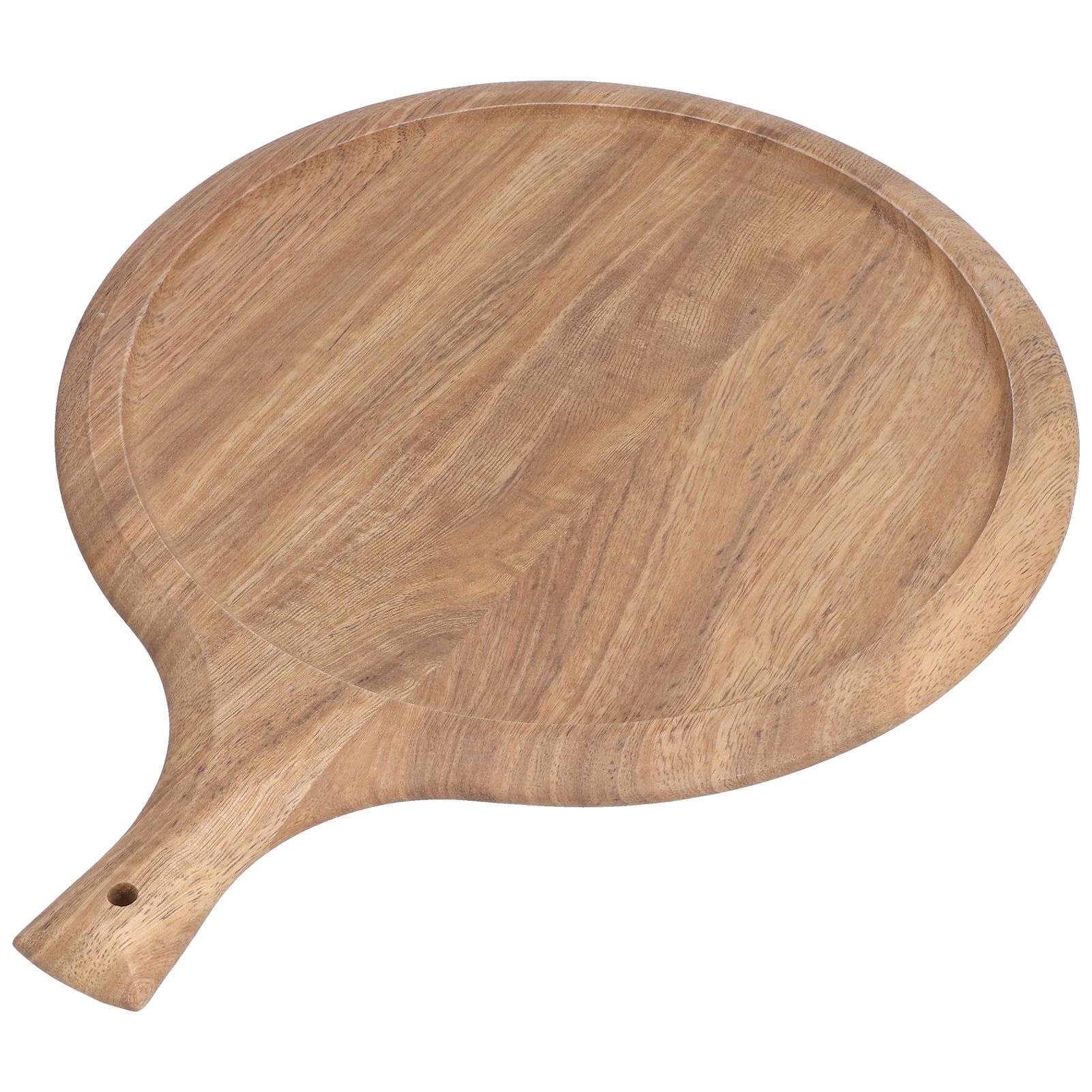 Wooden Pizza Tray Durable Round Serving Board with Handle Bread Food Dinner Plate for Restaurant Hotel - Image 1