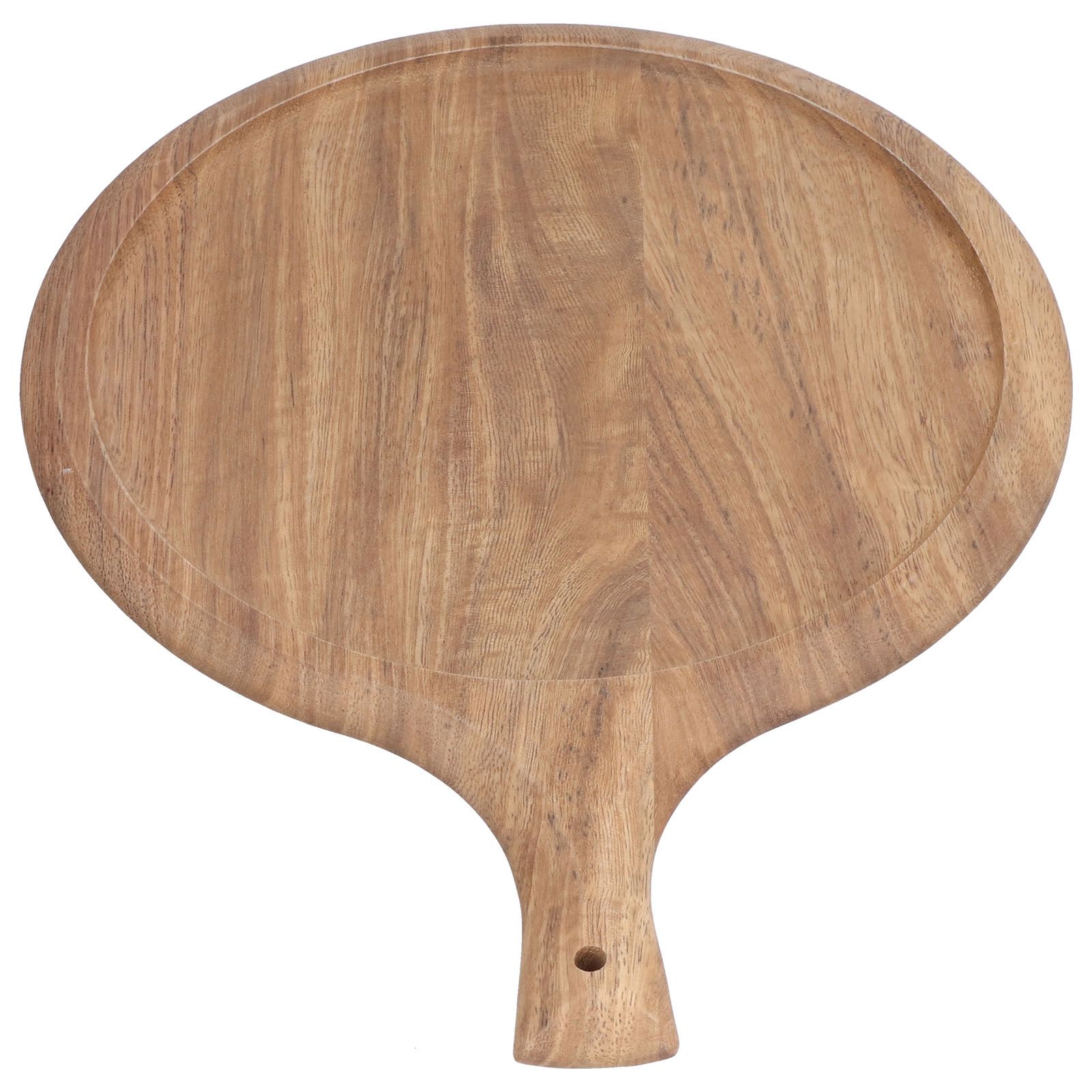Wooden Pizza Tray Durable Round Serving Board with Handle Bread Food Dinner Plate for Restaurant Hotel - Image 2