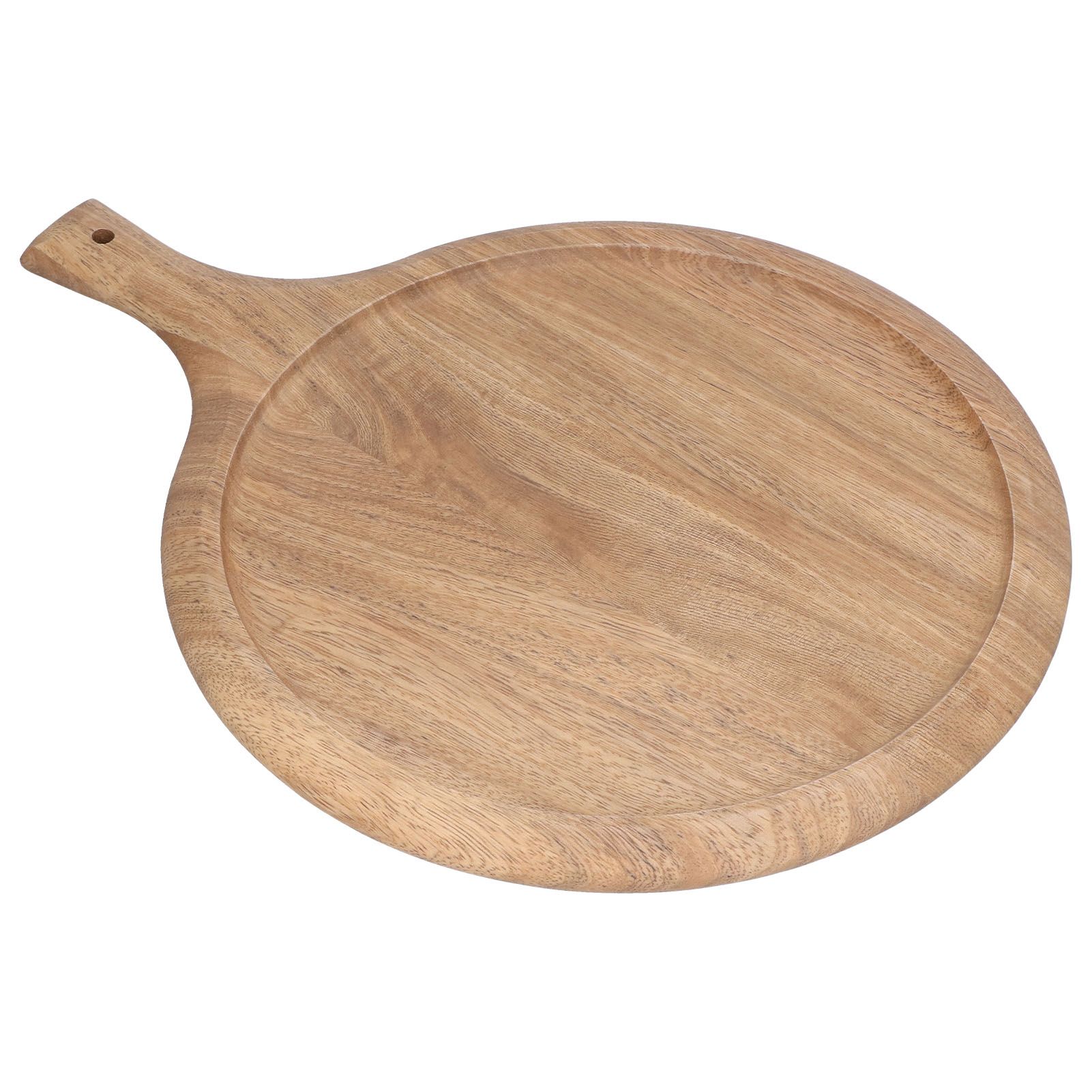 Wooden Pizza Tray Durable Round Serving Board with Handle Bread Food Dinner Plate for Restaurant Hotel - Image 4