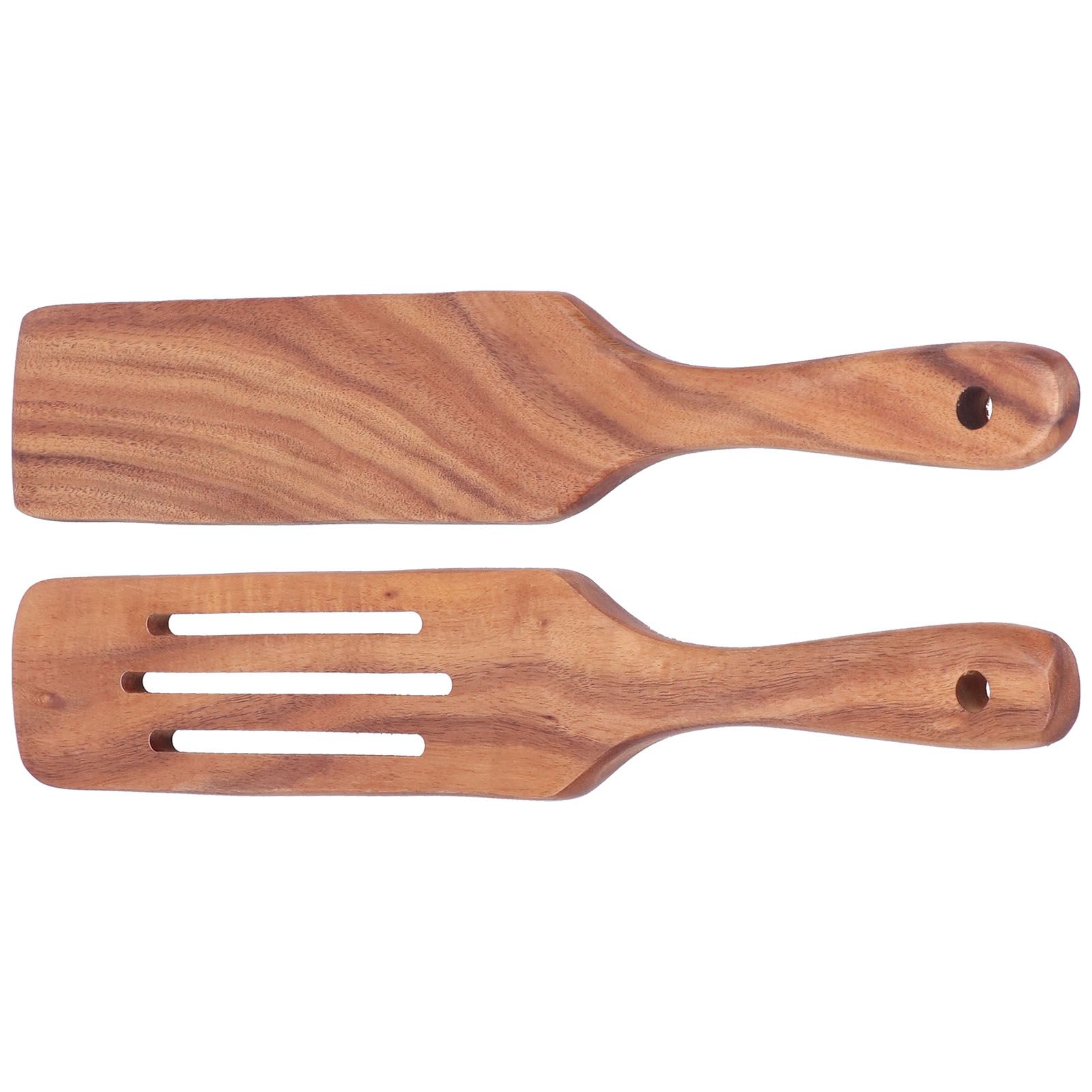 2pcs Slotted Turner Spatula Simple Wooden Spatula with Long Handlefor Cooking Salad Mixing - Image 3