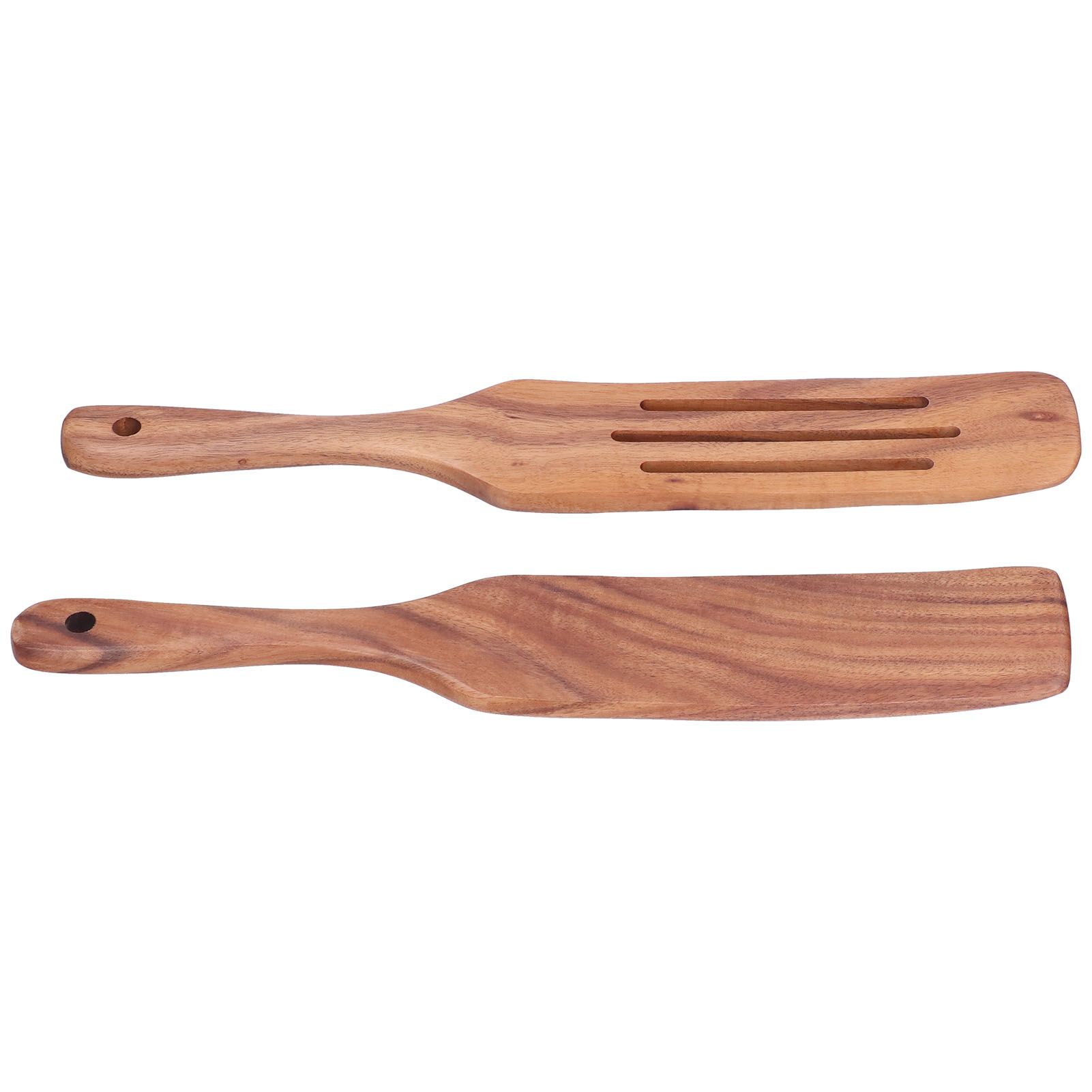 2pcs Slotted Turner Spatula Simple Wooden Spatula with Long Handlefor Cooking Salad Mixing - Image 5