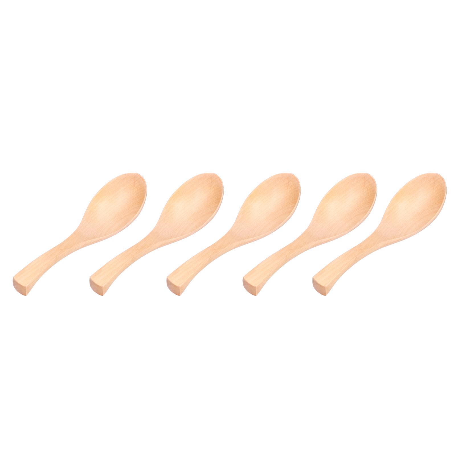 5Pcs Natural Wooden Soup Spoon with Hook The Bowl Hand Polished Japanese Tableware Style Spoon - Image 2