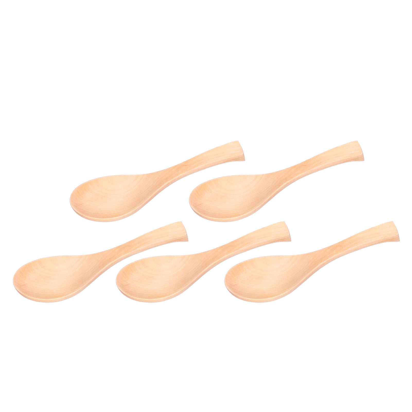 5Pcs Natural Wooden Soup Spoon with Hook The Bowl Hand Polished Japanese Tableware Style Spoon - Image 3