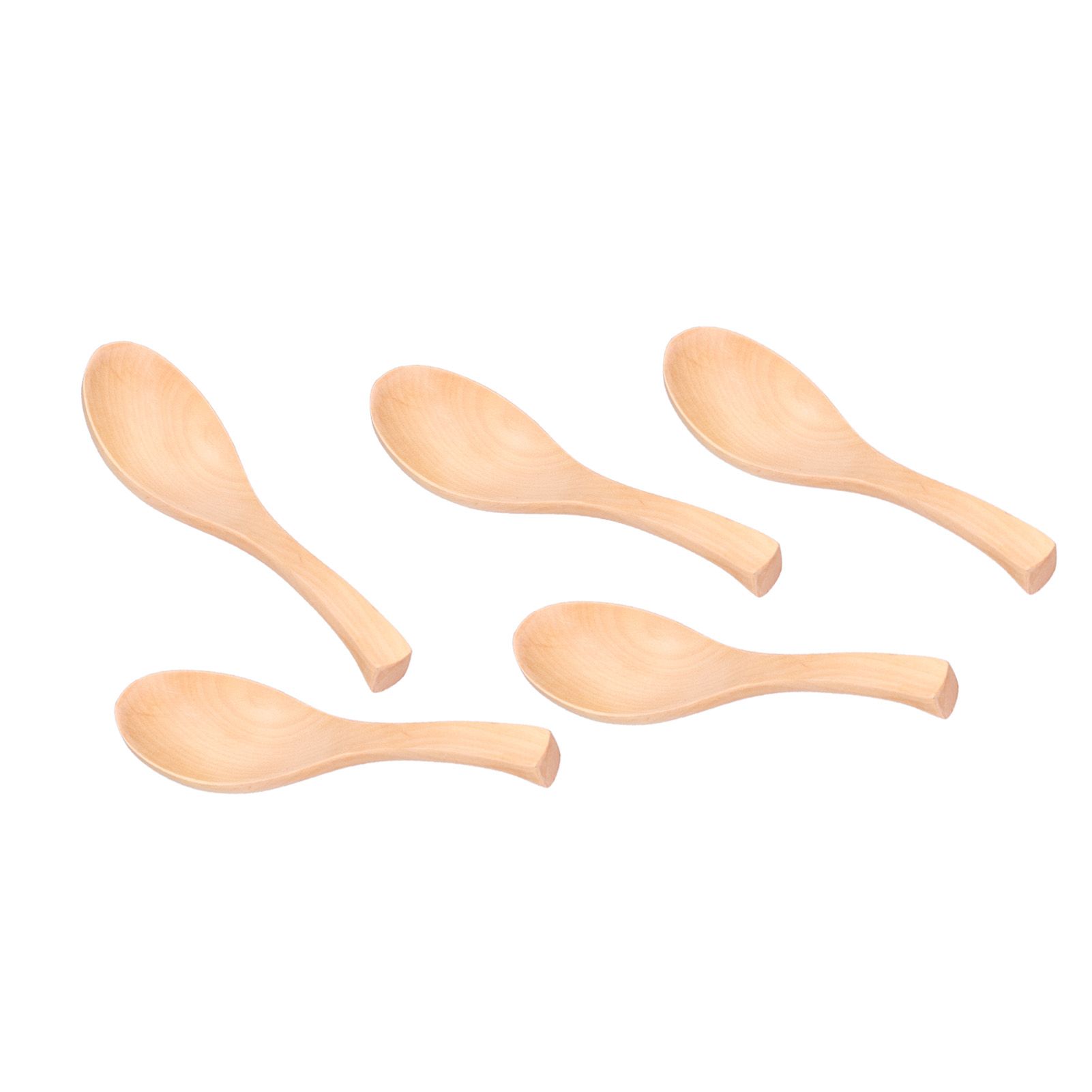 5Pcs Natural Wooden Soup Spoon with Hook The Bowl Hand Polished Japanese Tableware Style Spoon - Image 4