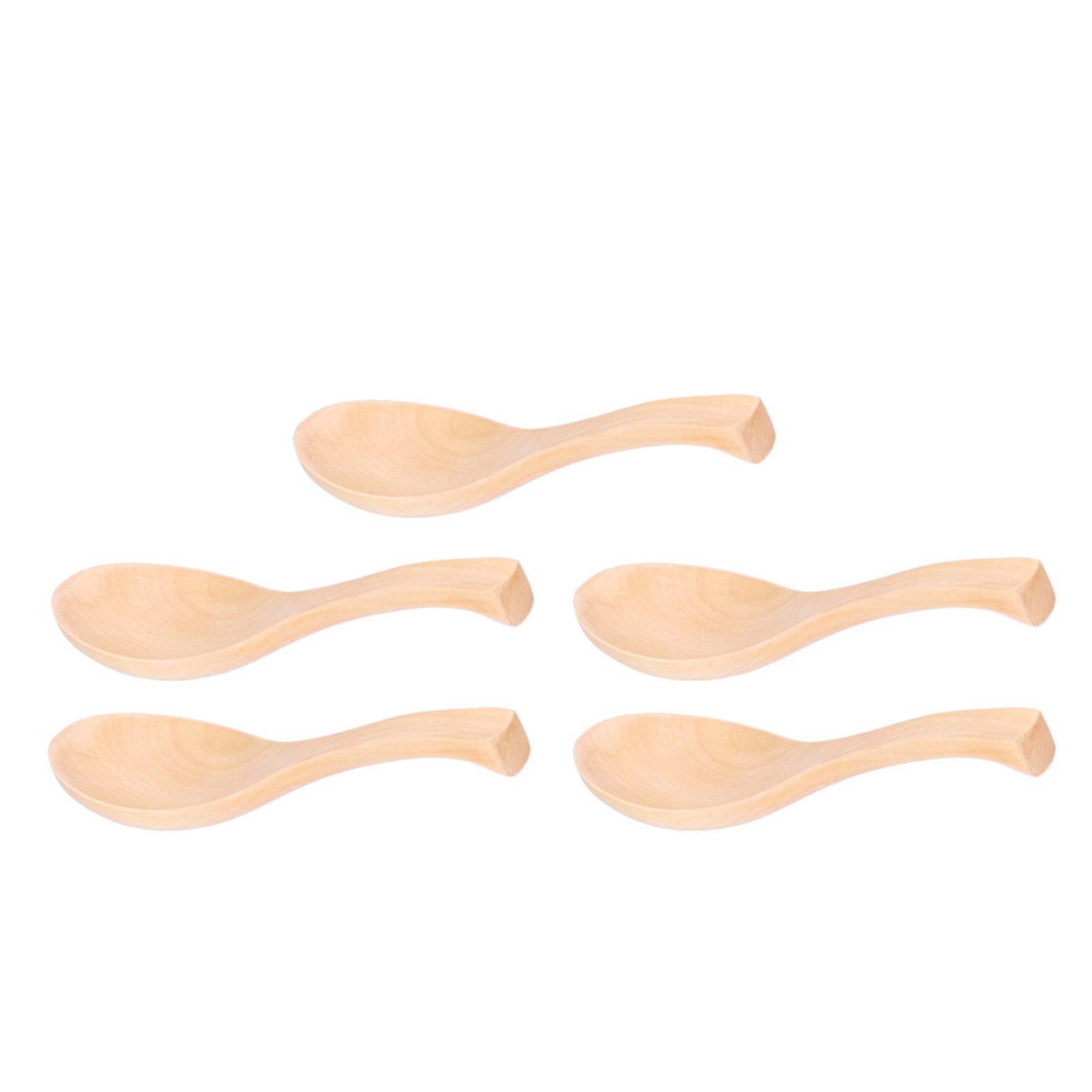 5Pcs Natural Wooden Soup Spoon with Hook The Bowl Hand Polished Japanese Tableware Style Spoon - Image 5