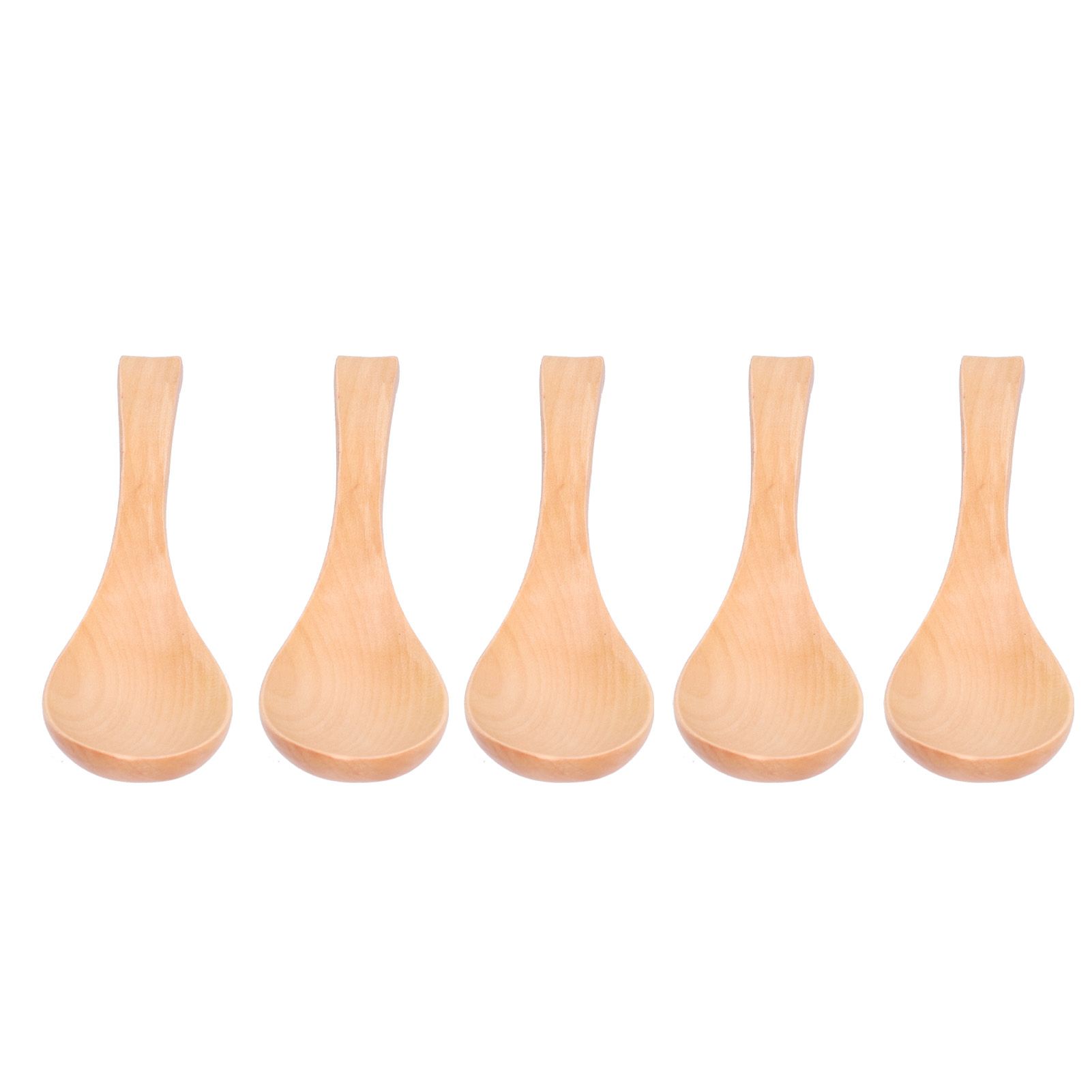 5Pcs Natural Wooden Soup Spoon with Hook The Bowl Hand Polished Japanese Tableware Style Spoon - Image 7