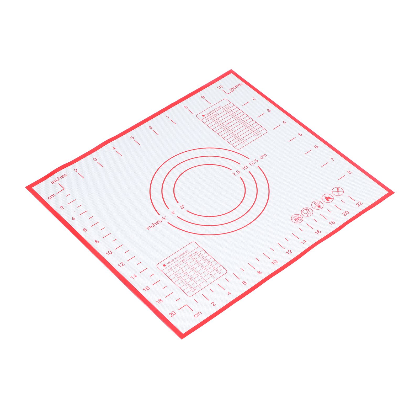 Baking Mat Silicone Non Slip Heat Resistant Dough Mat with Scale for Home Kitchen 29x26cmRed - Image 2