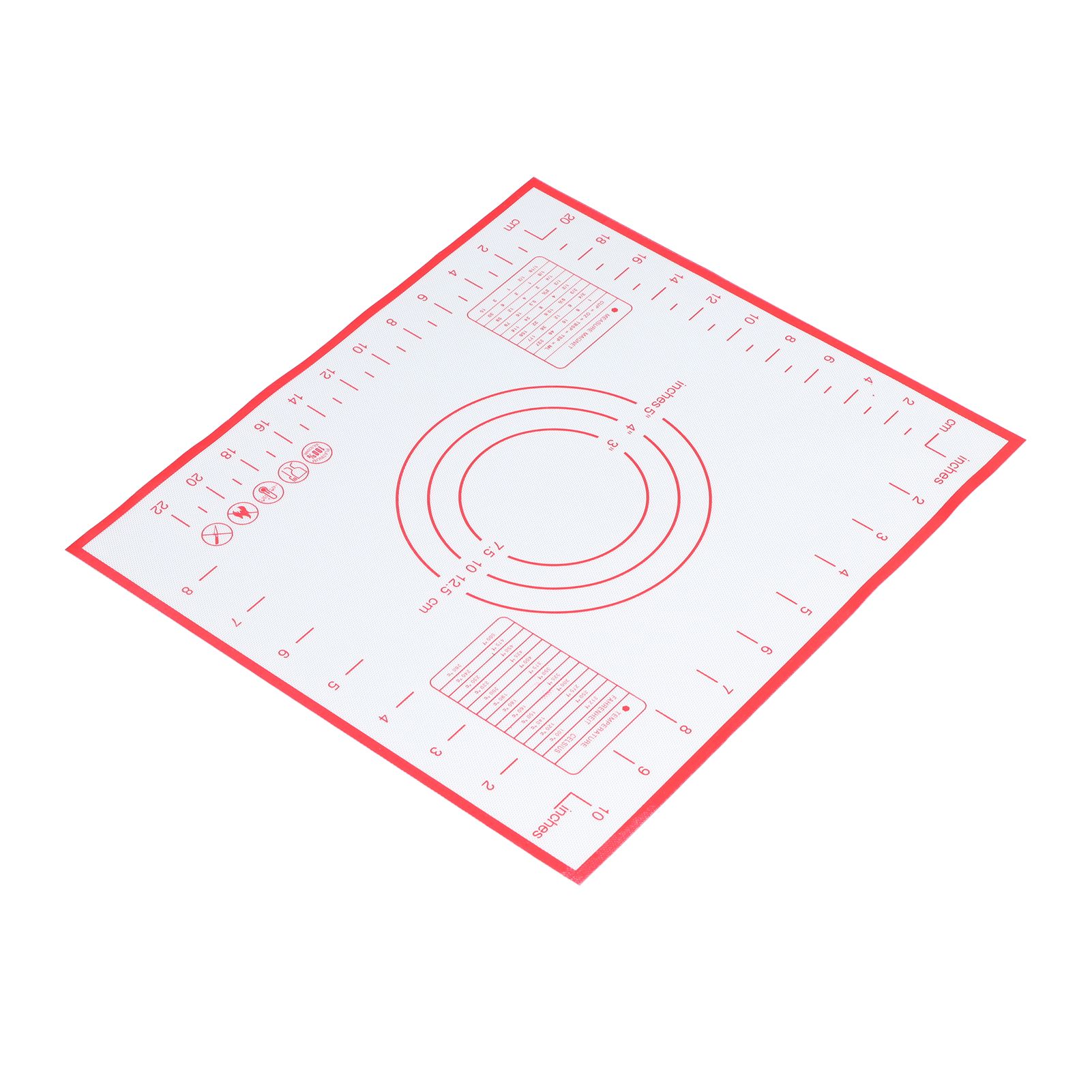 Baking Mat Silicone Non Slip Heat Resistant Dough Mat with Scale for Home Kitchen 29x26cmRed - Image 3