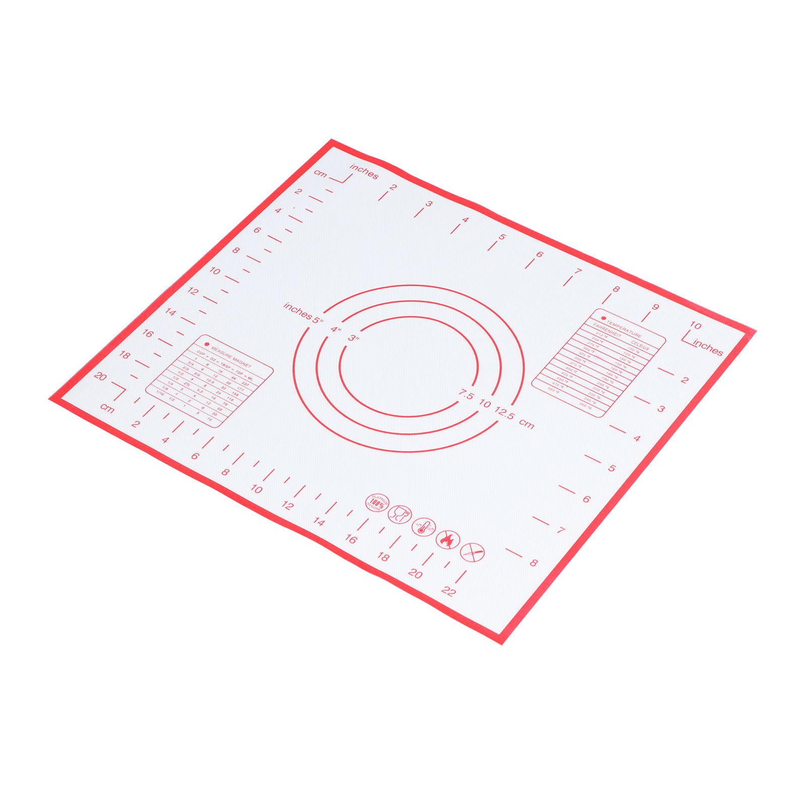 Baking Mat Silicone Non Slip Heat Resistant Dough Mat with Scale for Home Kitchen 29x26cmRed - Image 4