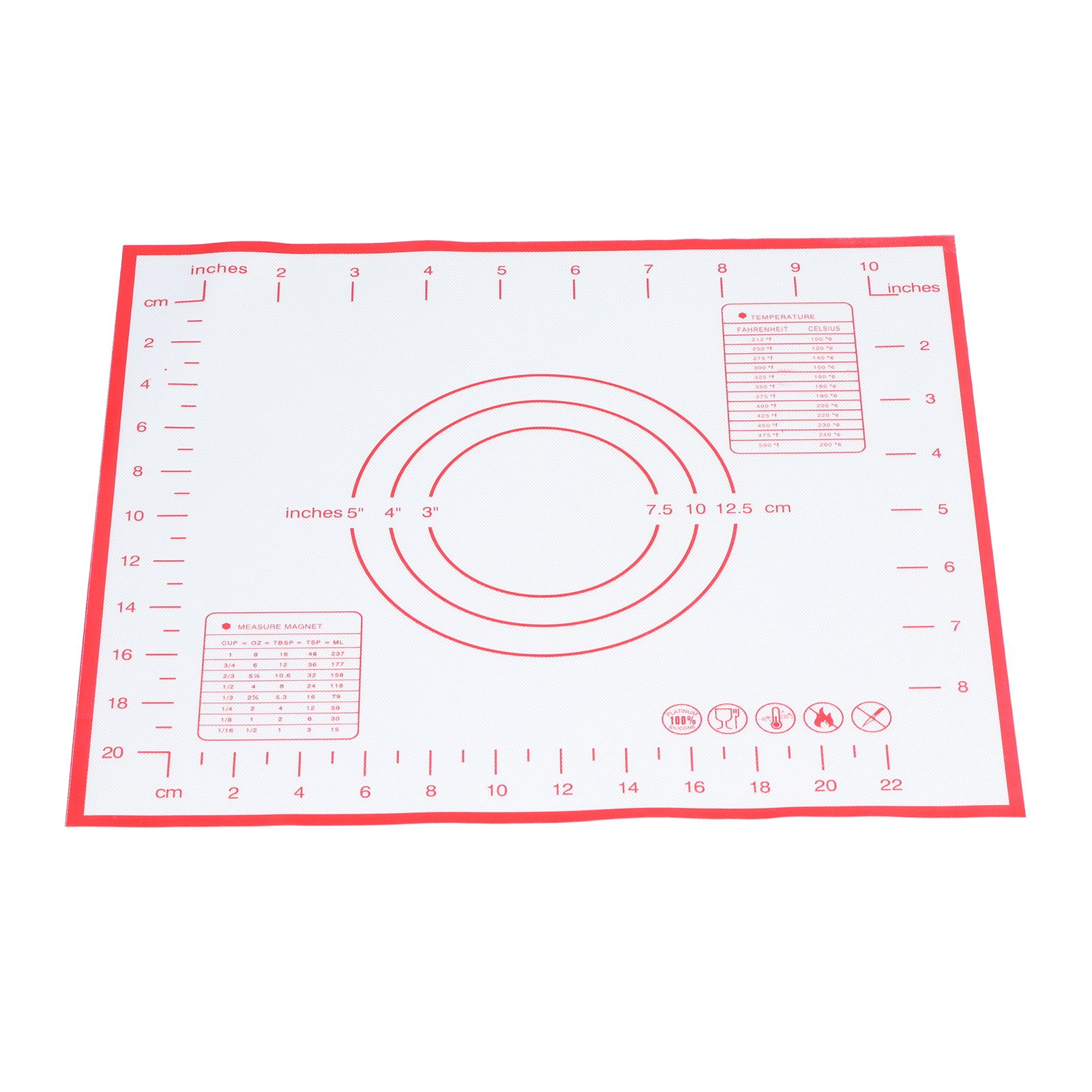 Baking Mat Silicone Non Slip Heat Resistant Dough Mat with Scale for Home Kitchen 29x26cmRed - Image 5