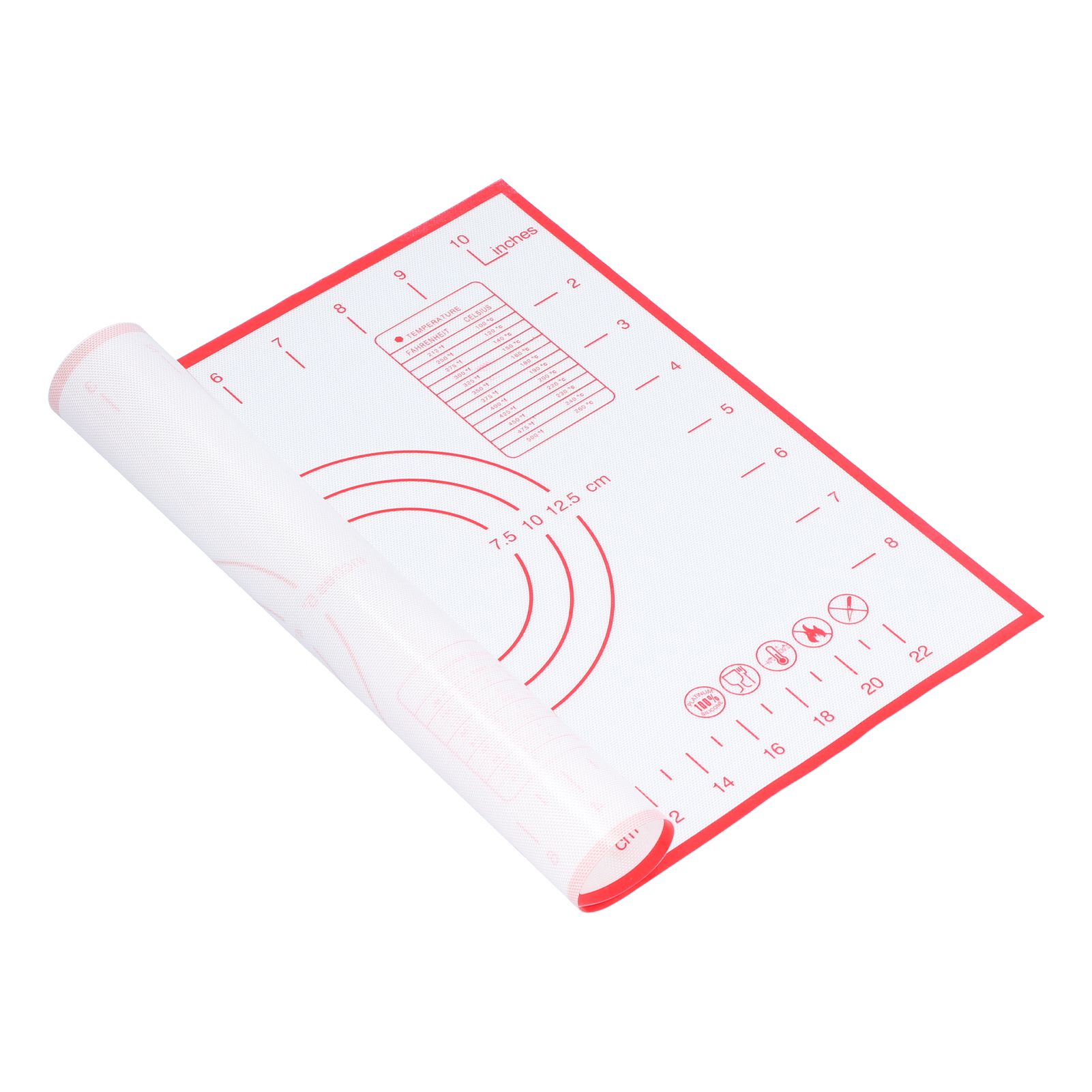 Baking Mat Silicone Non Slip Heat Resistant Dough Mat with Scale for Home Kitchen 29x26cmRed - Image 6