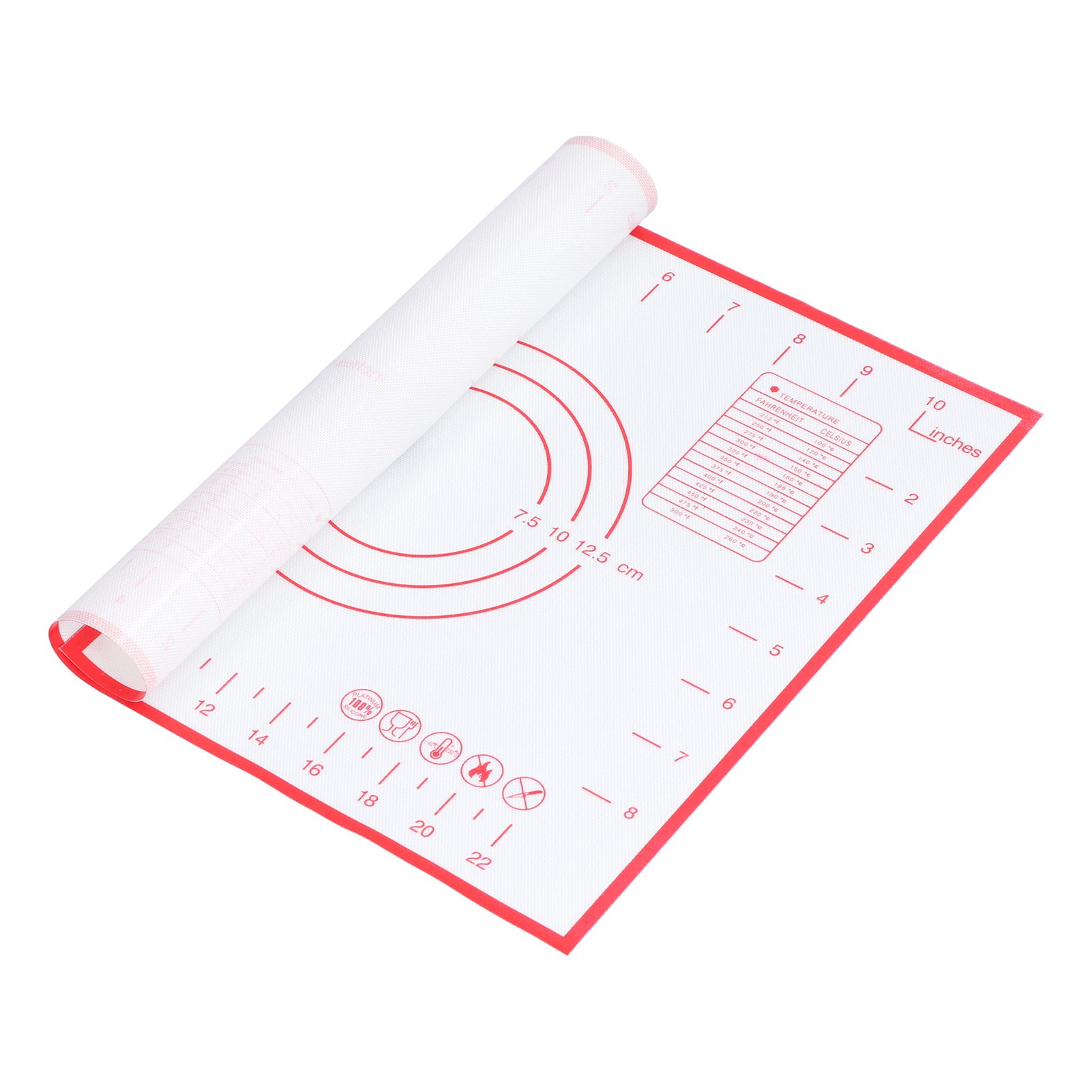 Baking Mat Silicone Non Slip Heat Resistant Dough Mat with Scale for Home Kitchen 29x26cmRed - Image 8