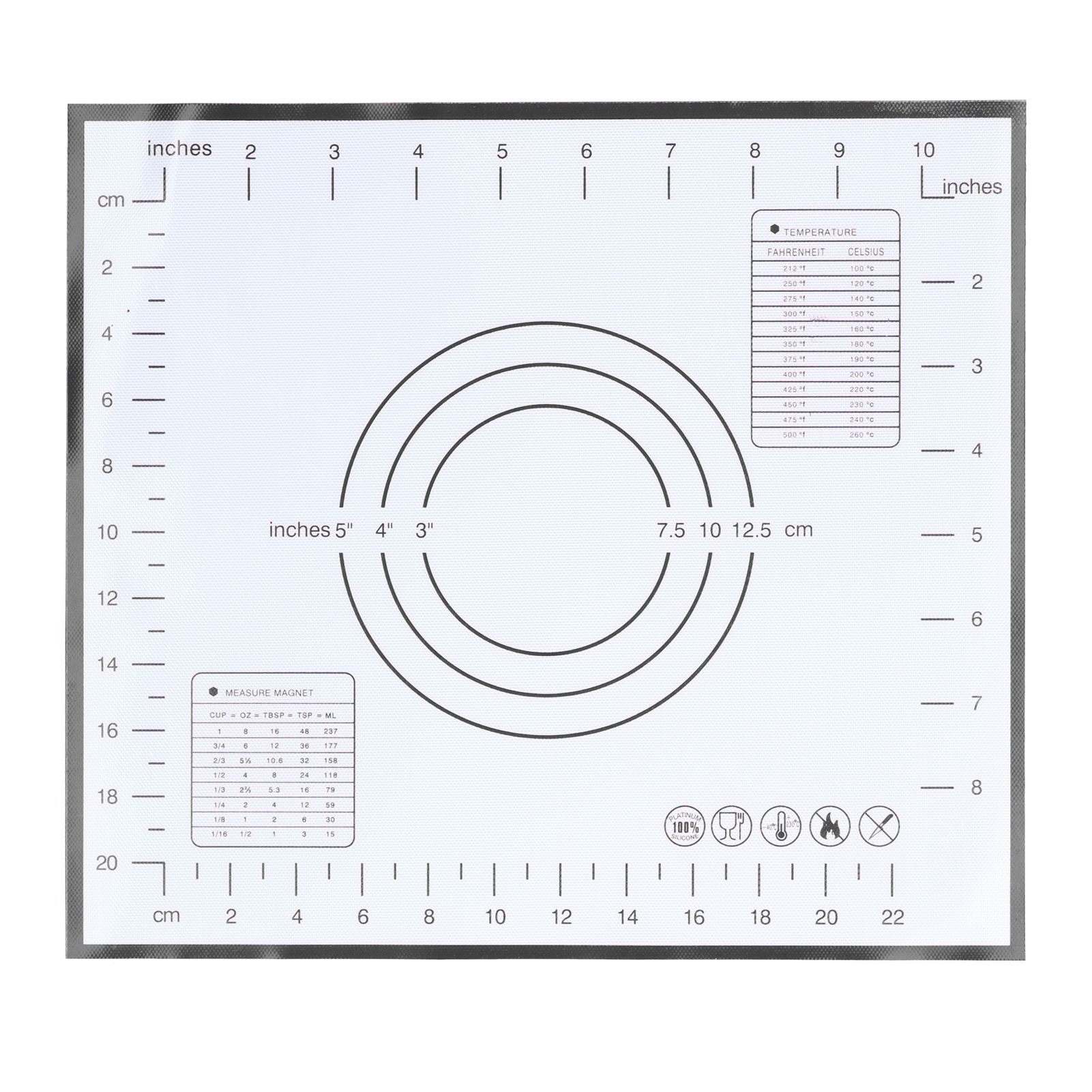 Baking Mat Silicone Non Slip Heat Resistant Dough Mat with Scale for Home Kitchen 29x26cmBlack - Image 1