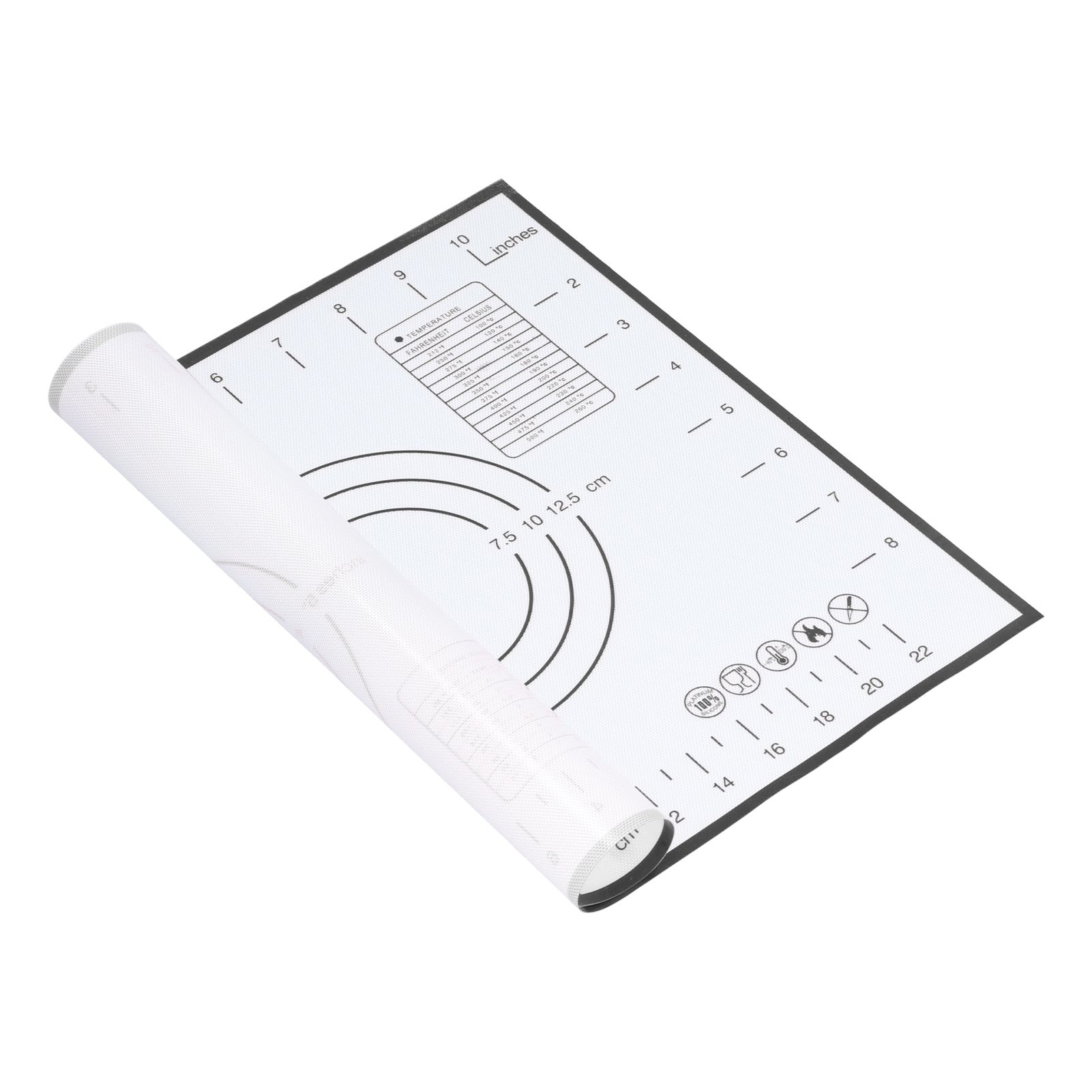 Baking Mat Silicone Non Slip Heat Resistant Dough Mat with Scale for Home Kitchen 29x26cmBlack - Image 2