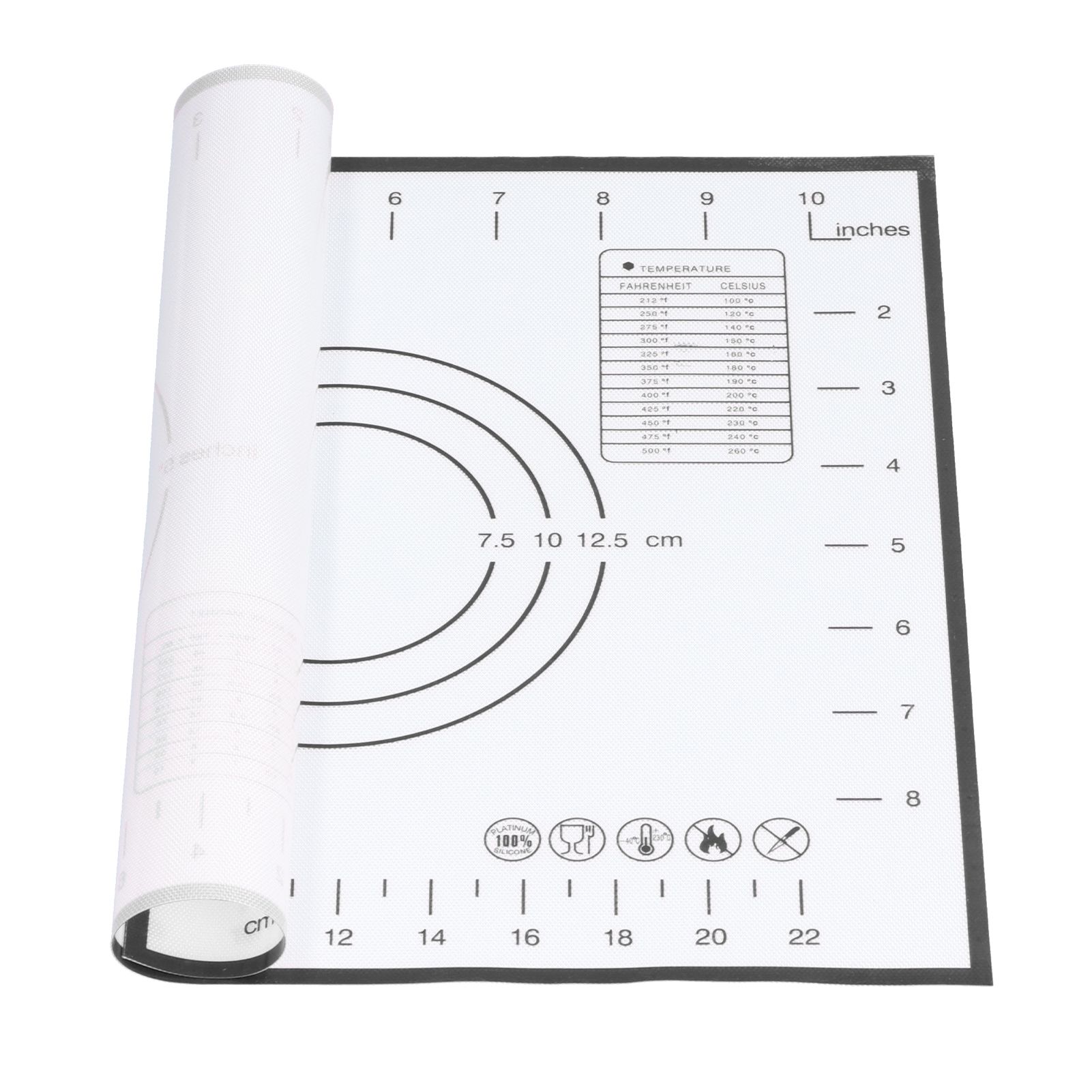 Baking Mat Silicone Non Slip Heat Resistant Dough Mat with Scale for Home Kitchen 29x26cmBlack - Image 5