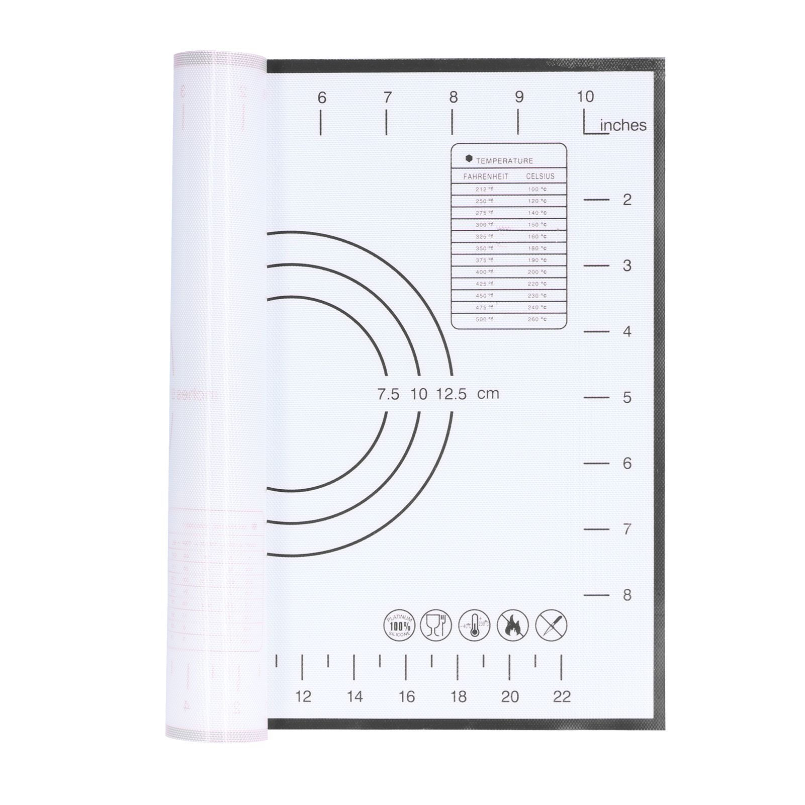 Baking Mat Silicone Non Slip Heat Resistant Dough Mat with Scale for Home Kitchen 29x26cmBlack - Image 6