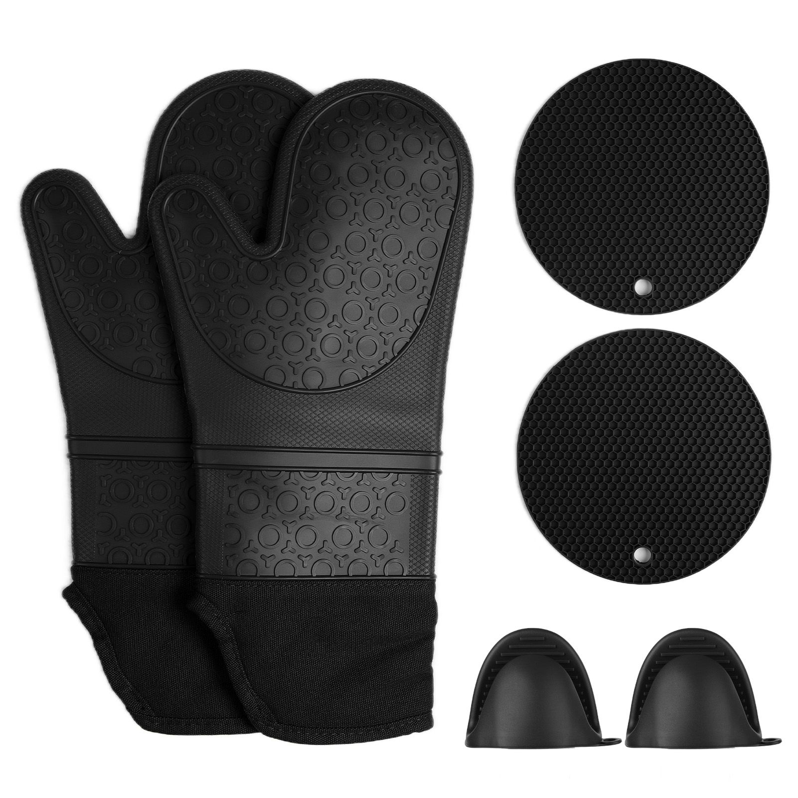 Insulation Gloves Thickened Silicone Barbecue Microwave Oven Anti Scalding Glove for Kitchen Baking CookingBlack - Image 1