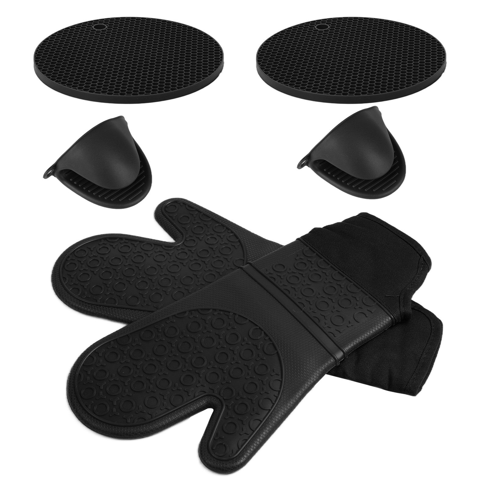 Insulation Gloves Thickened Silicone Barbecue Microwave Oven Anti Scalding Glove for Kitchen Baking CookingBlack - Image 2