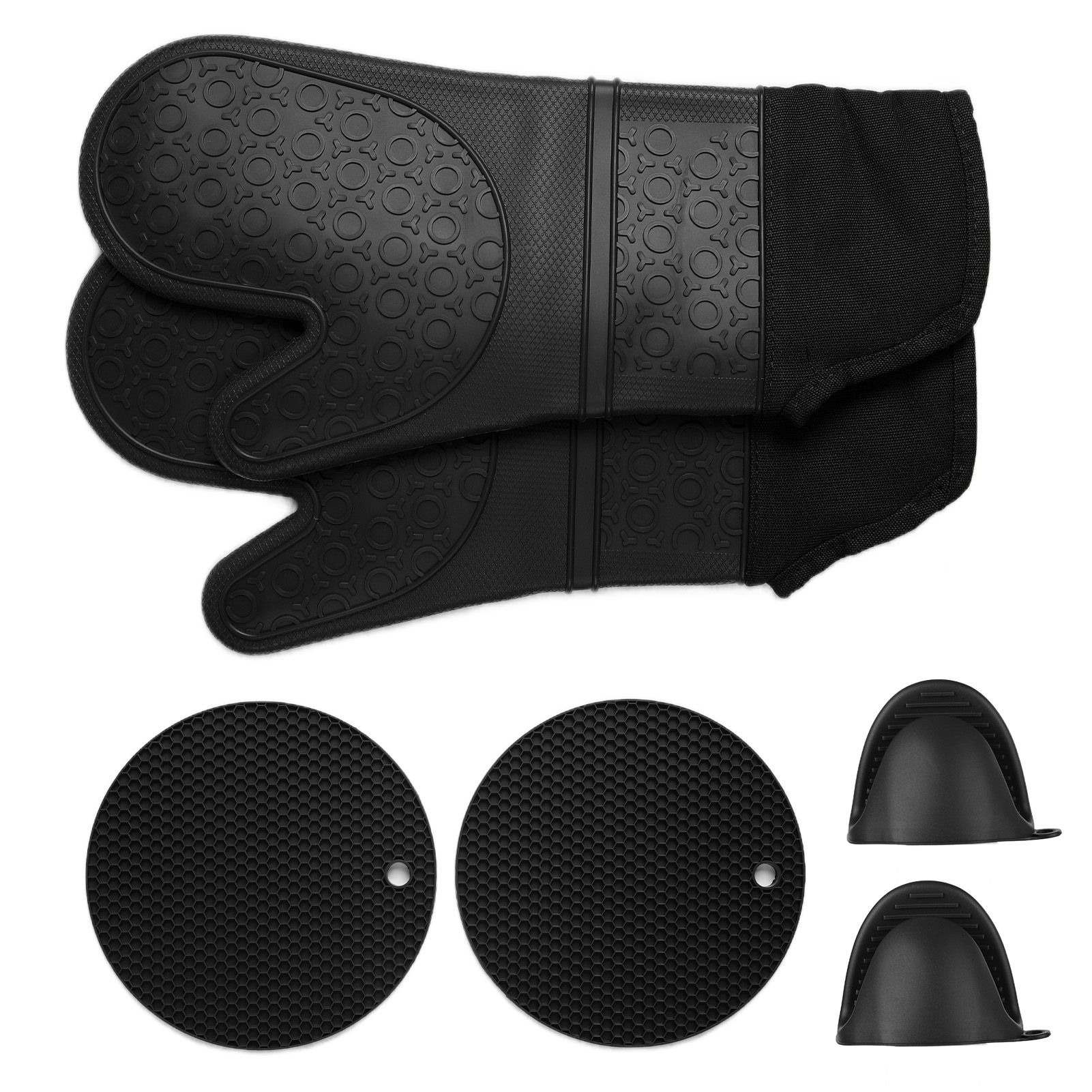 Insulation Gloves Thickened Silicone Barbecue Microwave Oven Anti Scalding Glove for Kitchen Baking CookingBlack - Image 3