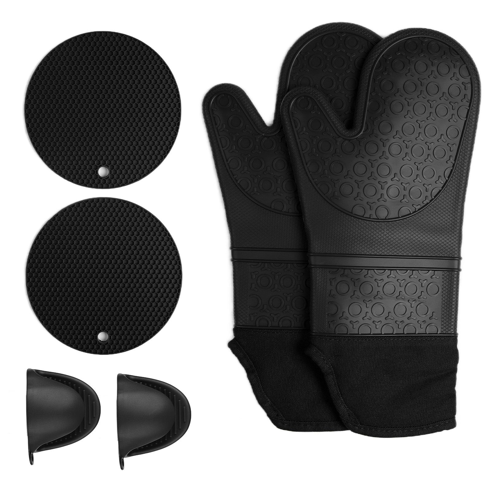 Insulation Gloves Thickened Silicone Barbecue Microwave Oven Anti Scalding Glove for Kitchen Baking CookingBlack - Image 4