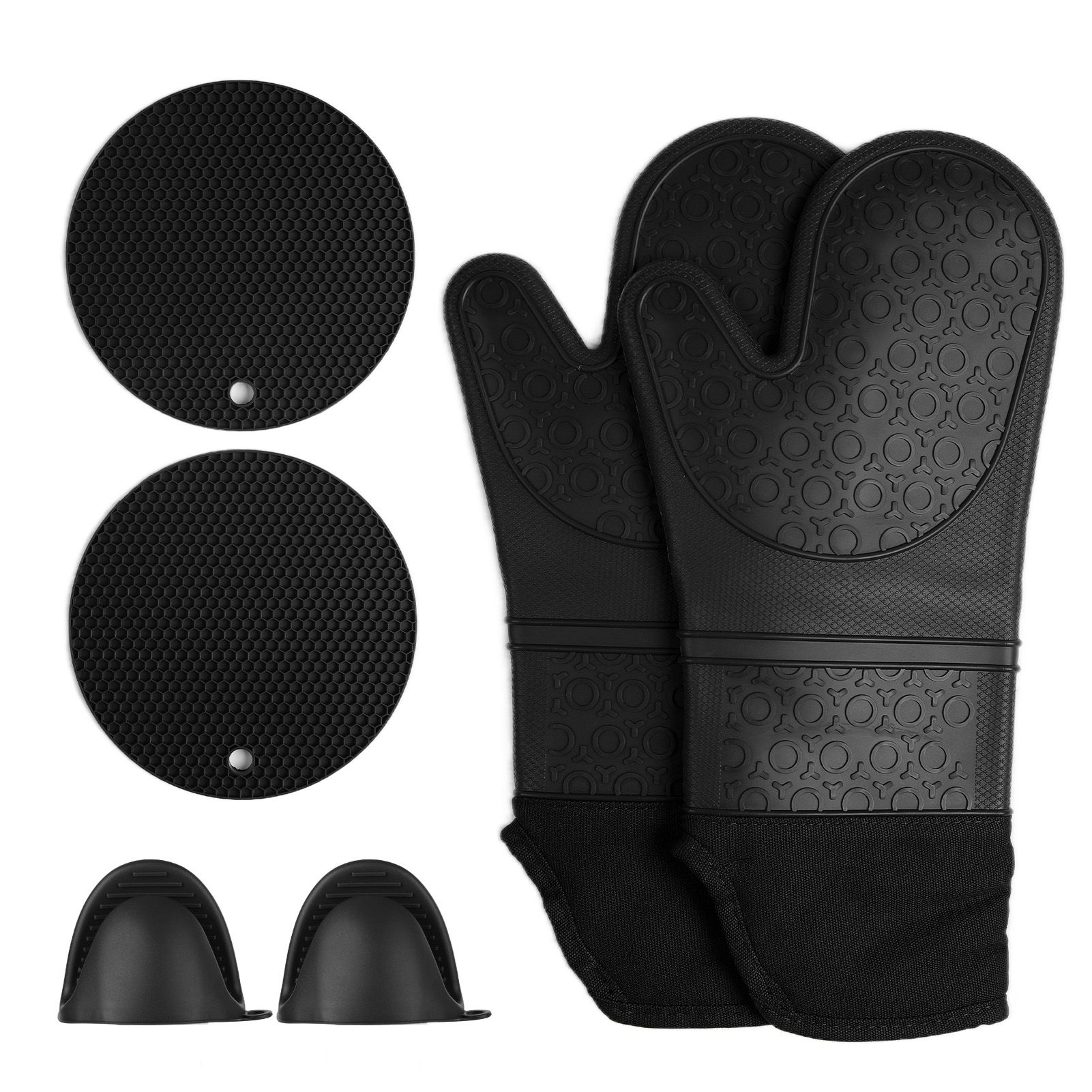 Insulation Gloves Thickened Silicone Barbecue Microwave Oven Anti Scalding Glove for Kitchen Baking CookingBlack - Image 5