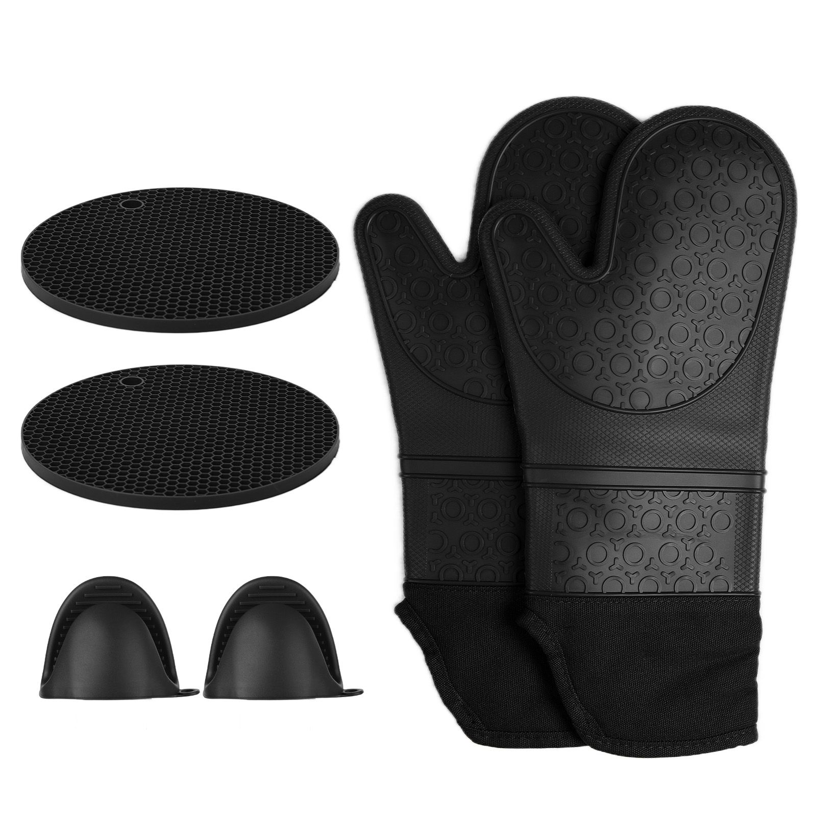 Insulation Gloves Thickened Silicone Barbecue Microwave Oven Anti Scalding Glove for Kitchen Baking CookingBlack - Image 6