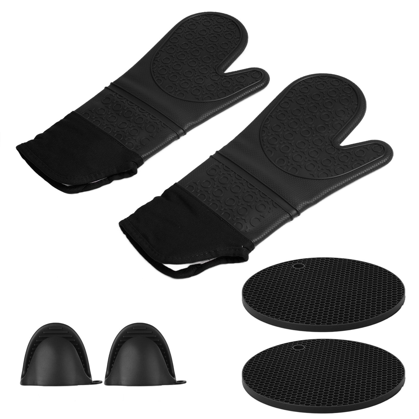 Insulation Gloves Thickened Silicone Barbecue Microwave Oven Anti Scalding Glove for Kitchen Baking CookingBlack - Image 7
