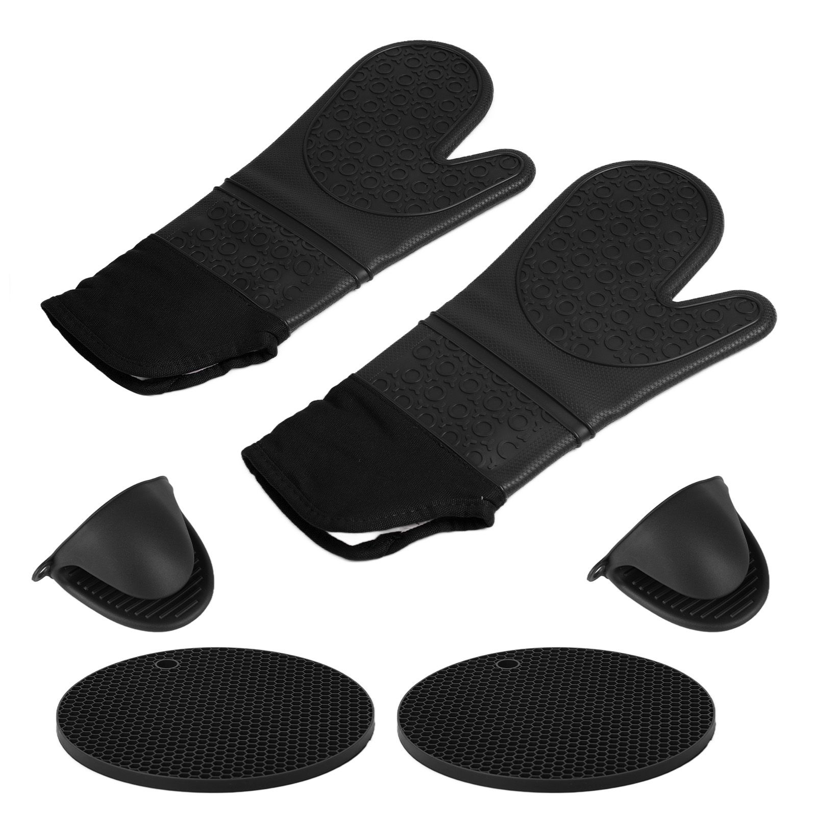 Insulation Gloves Thickened Silicone Barbecue Microwave Oven Anti Scalding Glove for Kitchen Baking CookingBlack - Image 8