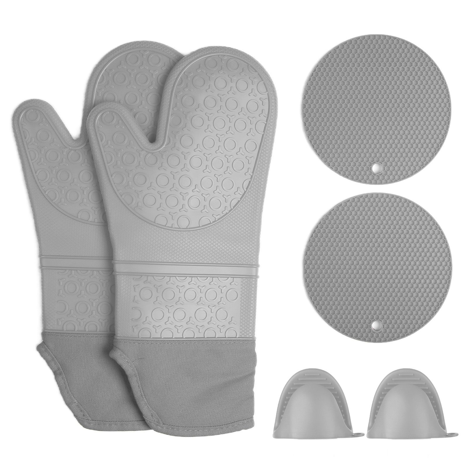 Insulation Gloves Thickened Silicone Barbecue Microwave Oven Anti Scalding Glove for Kitchen Baking CookingGray - Image 1