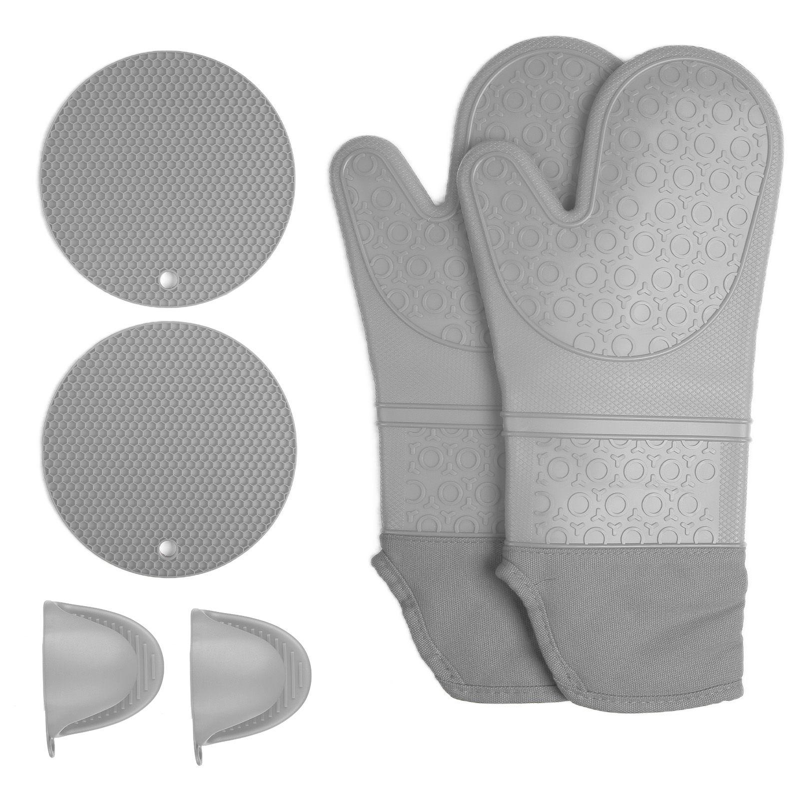 Insulation Gloves Thickened Silicone Barbecue Microwave Oven Anti Scalding Glove for Kitchen Baking CookingGray - Image 4