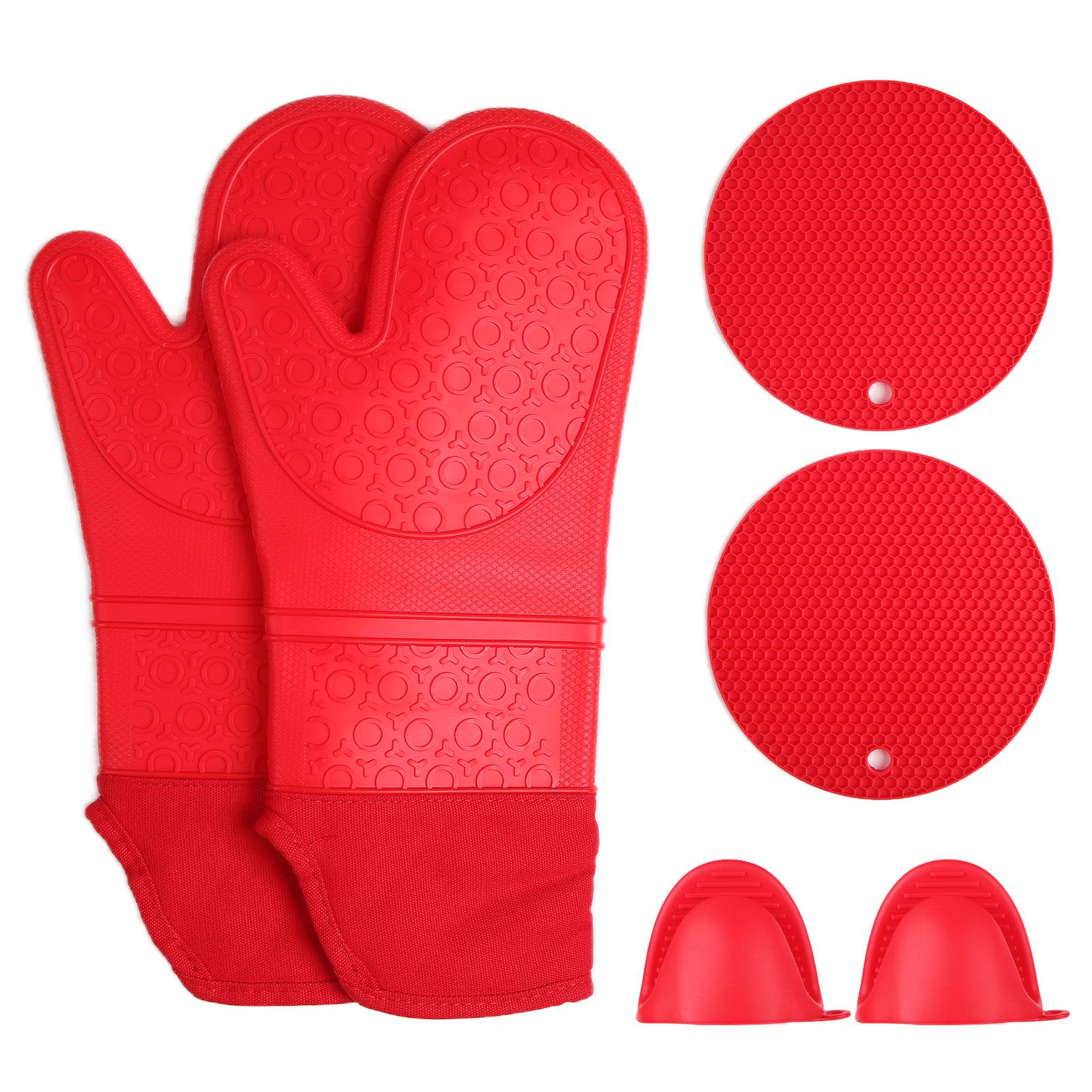 Insulation Gloves Thickened Silicone Barbecue Microwave Oven Anti Scalding Glove for Kitchen Baking CookingRed - Image 1