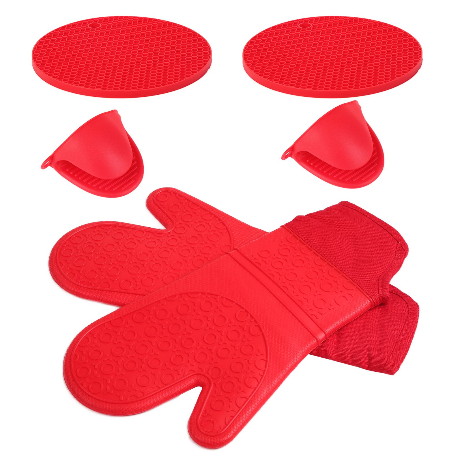 Insulation Gloves Thickened Silicone Barbecue Microwave Oven Anti Scalding Glove for Kitchen Baking CookingRed - Image 2