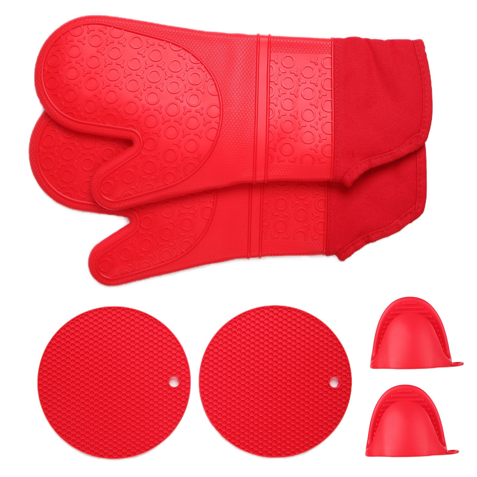 Insulation Gloves Thickened Silicone Barbecue Microwave Oven Anti Scalding Glove for Kitchen Baking CookingRed - Image 3