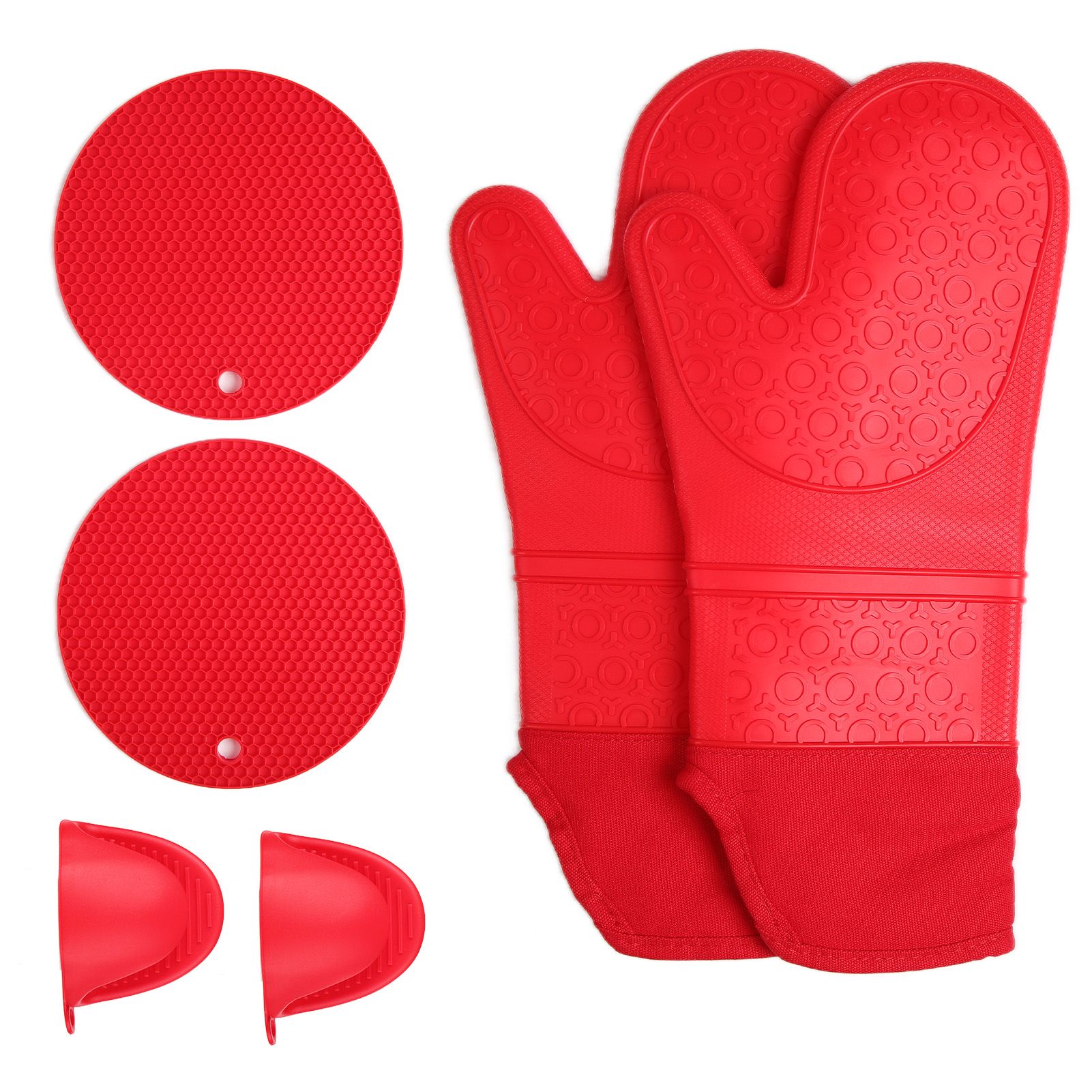 Insulation Gloves Thickened Silicone Barbecue Microwave Oven Anti Scalding Glove for Kitchen Baking CookingRed - Image 4