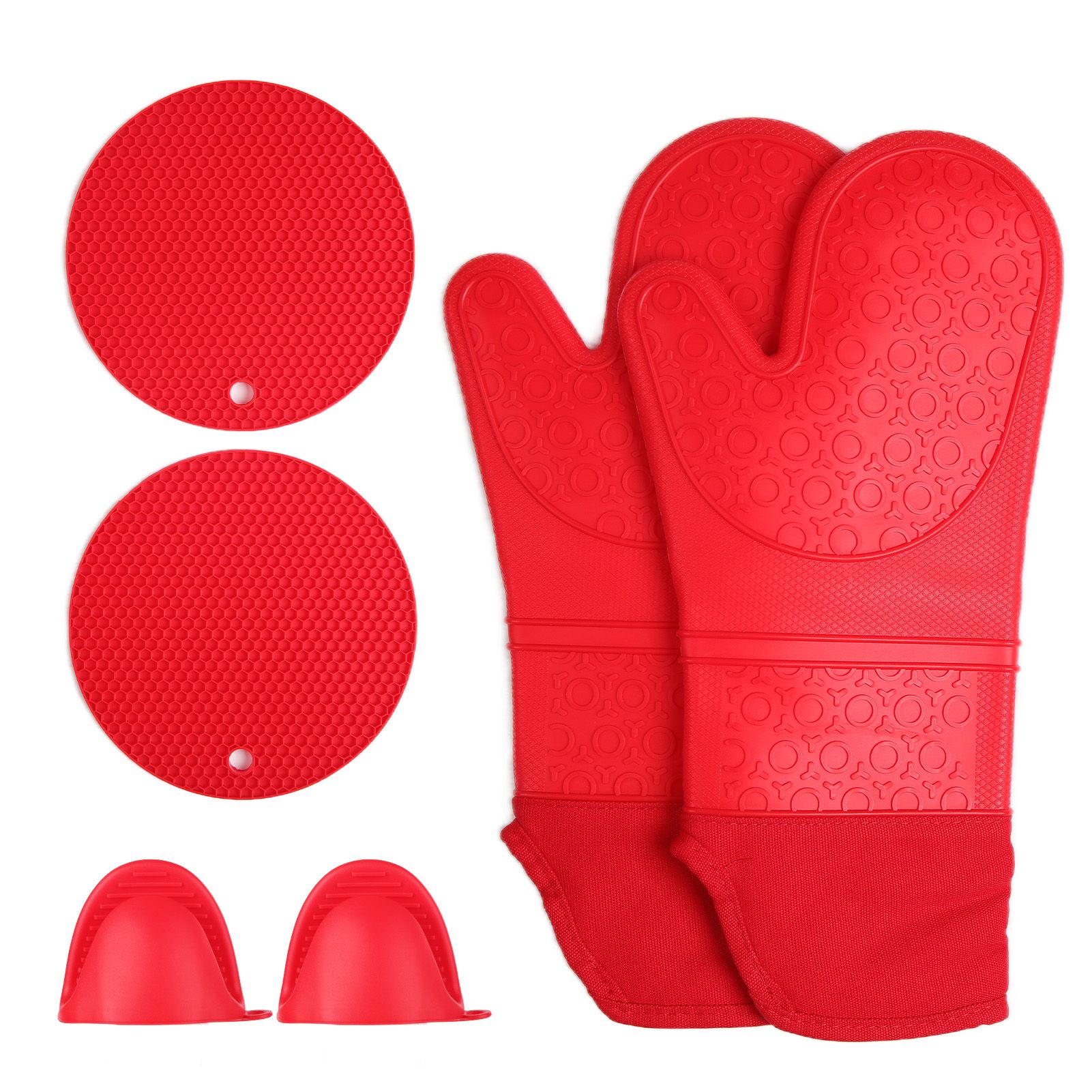Insulation Gloves Thickened Silicone Barbecue Microwave Oven Anti Scalding Glove for Kitchen Baking CookingRed - Image 5