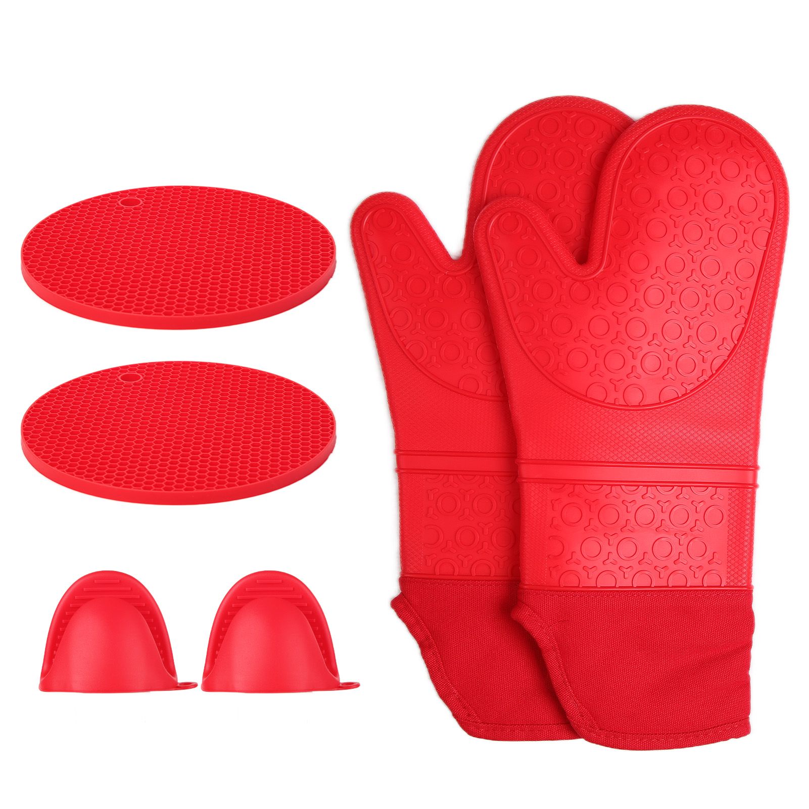 Insulation Gloves Thickened Silicone Barbecue Microwave Oven Anti Scalding Glove for Kitchen Baking CookingRed - Image 6