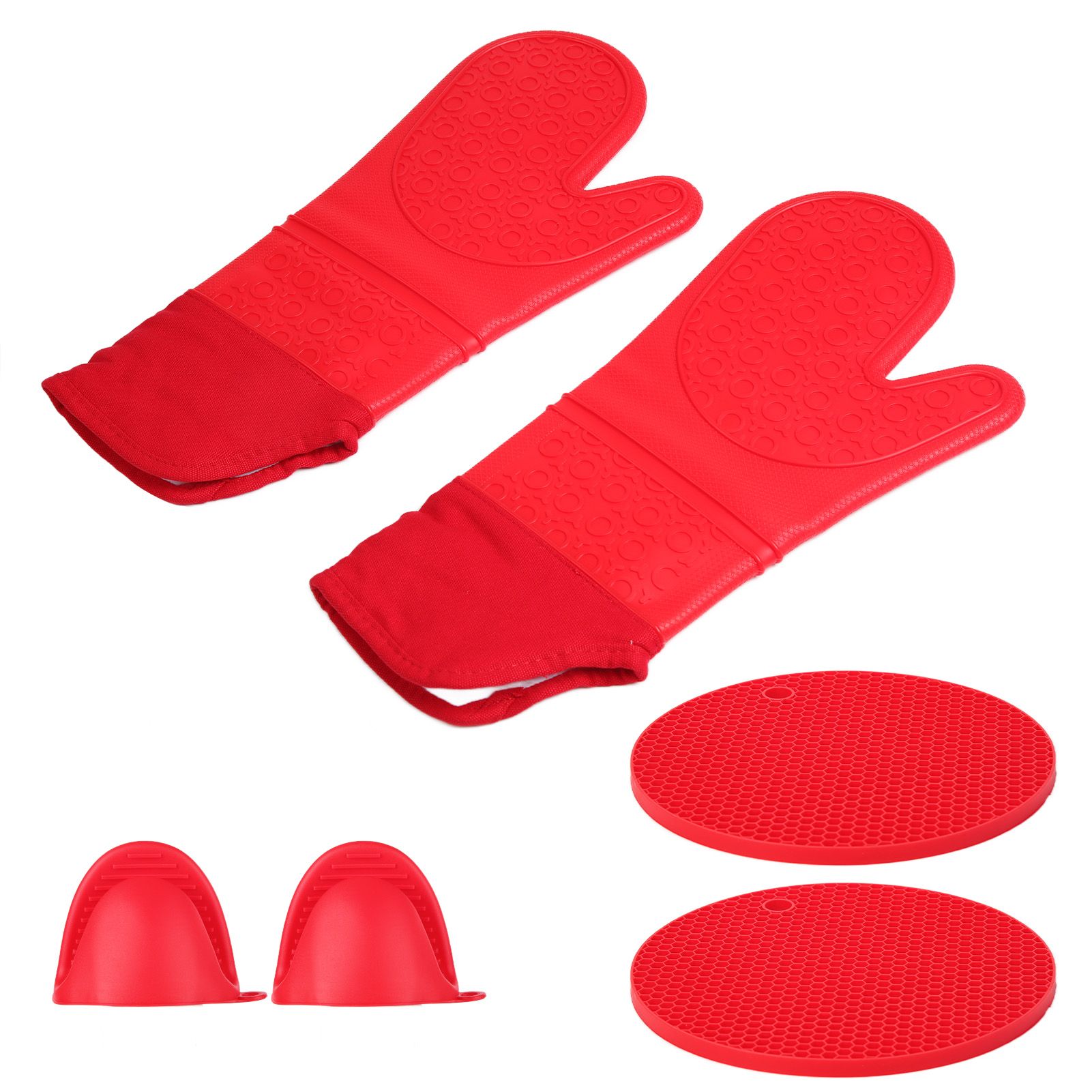 Insulation Gloves Thickened Silicone Barbecue Microwave Oven Anti Scalding Glove for Kitchen Baking CookingRed - Image 7