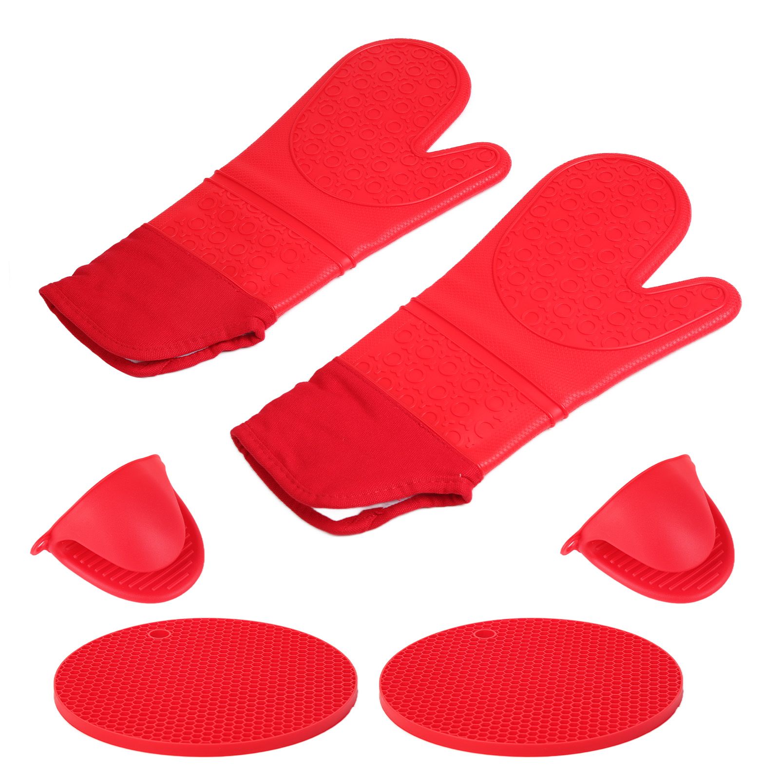 Insulation Gloves Thickened Silicone Barbecue Microwave Oven Anti Scalding Glove for Kitchen Baking CookingRed - Image 8