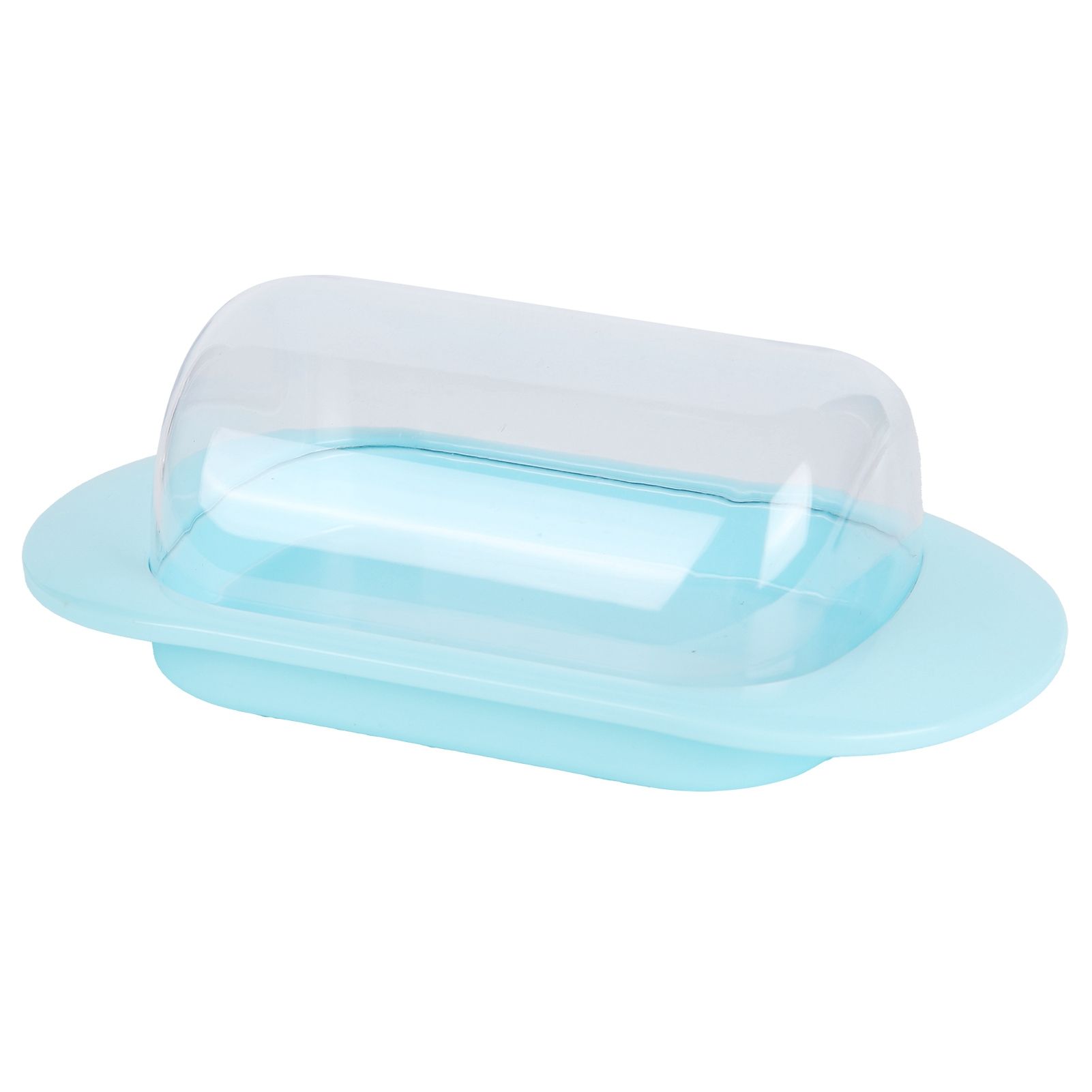 Round Edge Plastic Butter Storage Box Cheese Dessert Bread Server Keeper with Transparent Cover KnifeBlue - Image 4