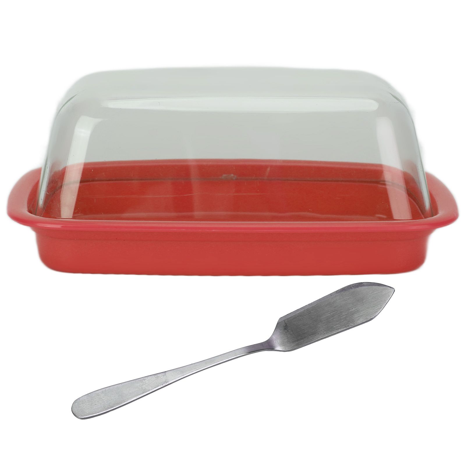Curved Butter Storage Box with Lid Cheese Plate Butter Holder Tray Baking Tool for KitchenRed - Image 1
